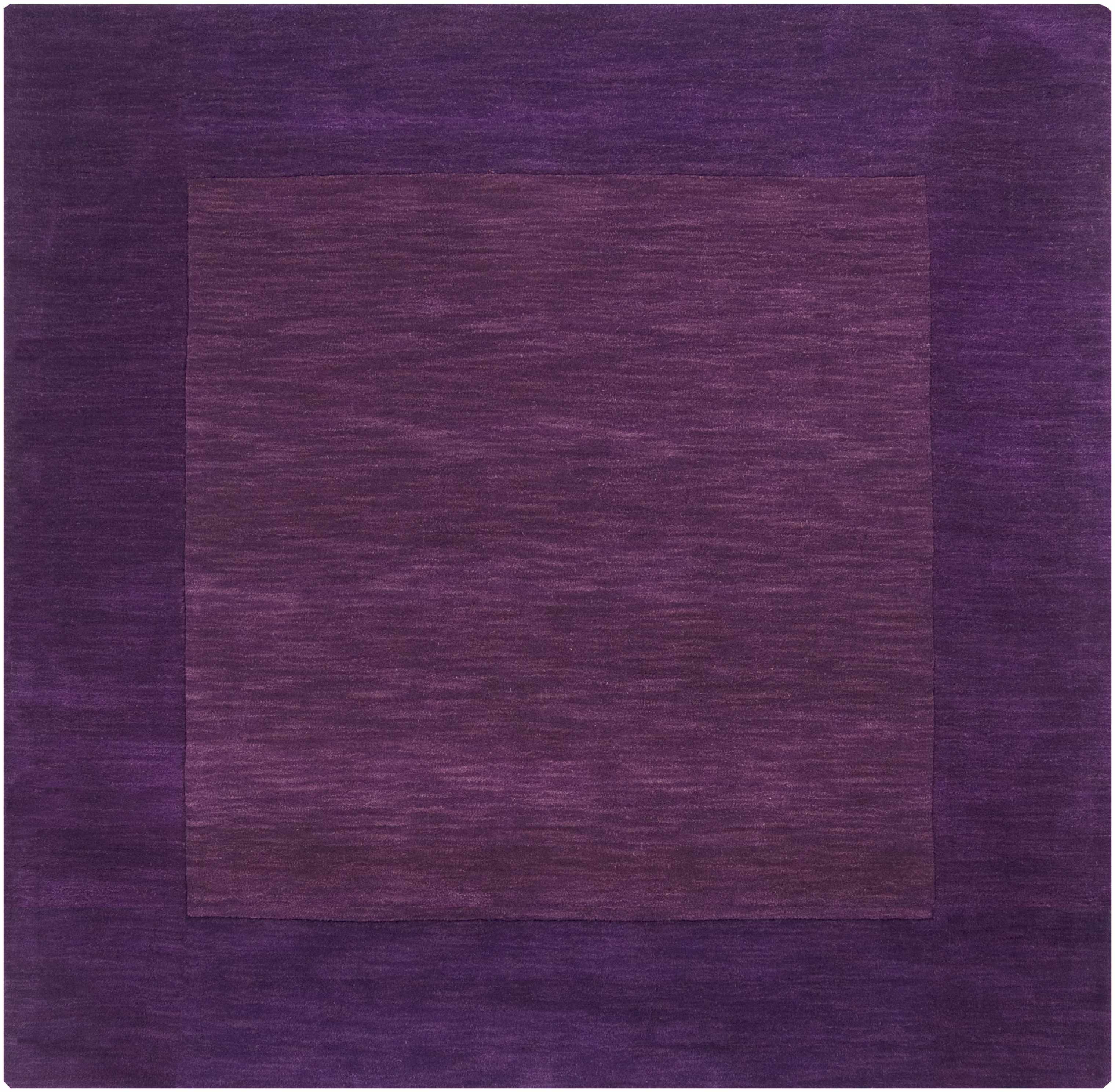 Bordered Solid Plum Purple Wool Rug - Image 7