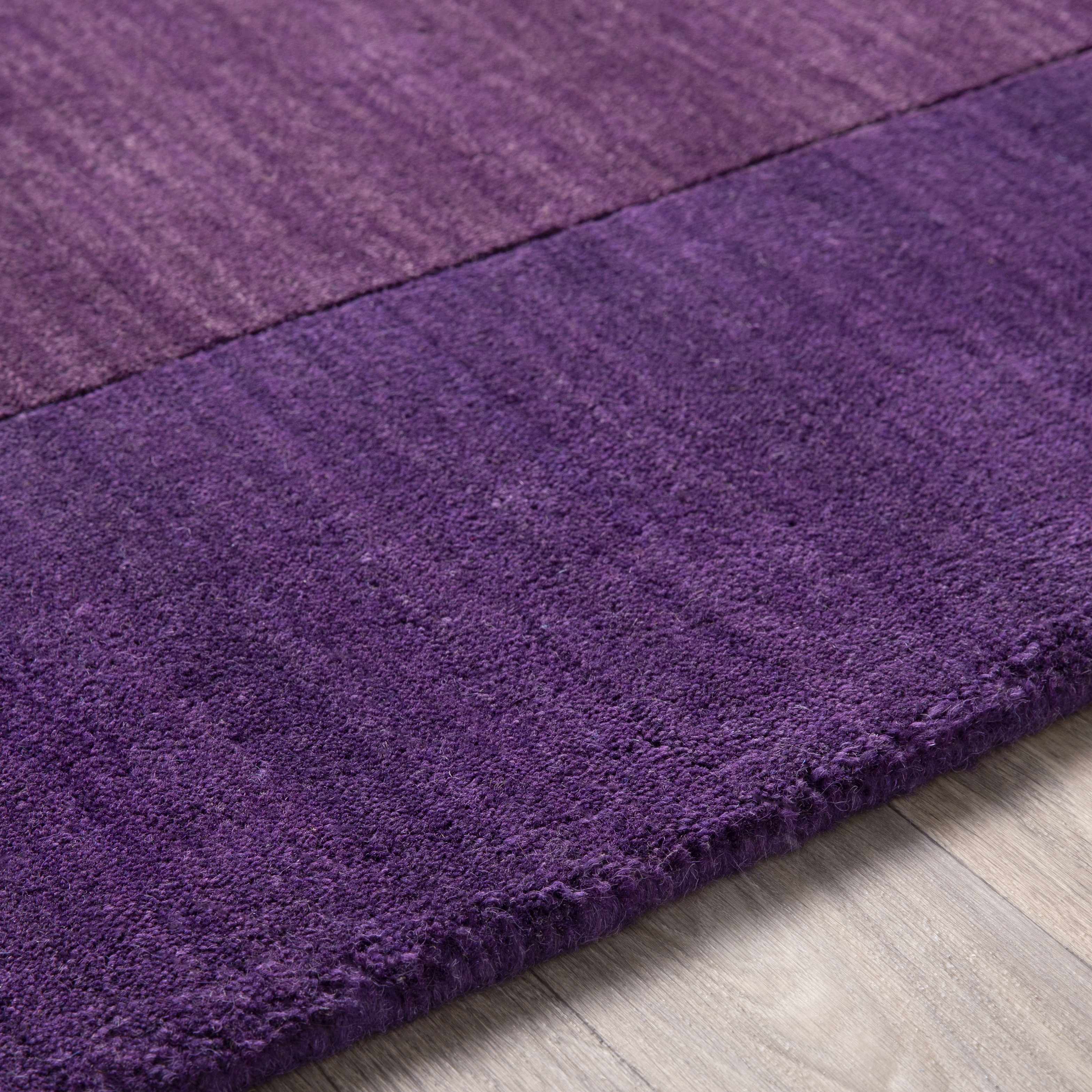 Bordered Solid Plum Purple Wool Rug - Image 8