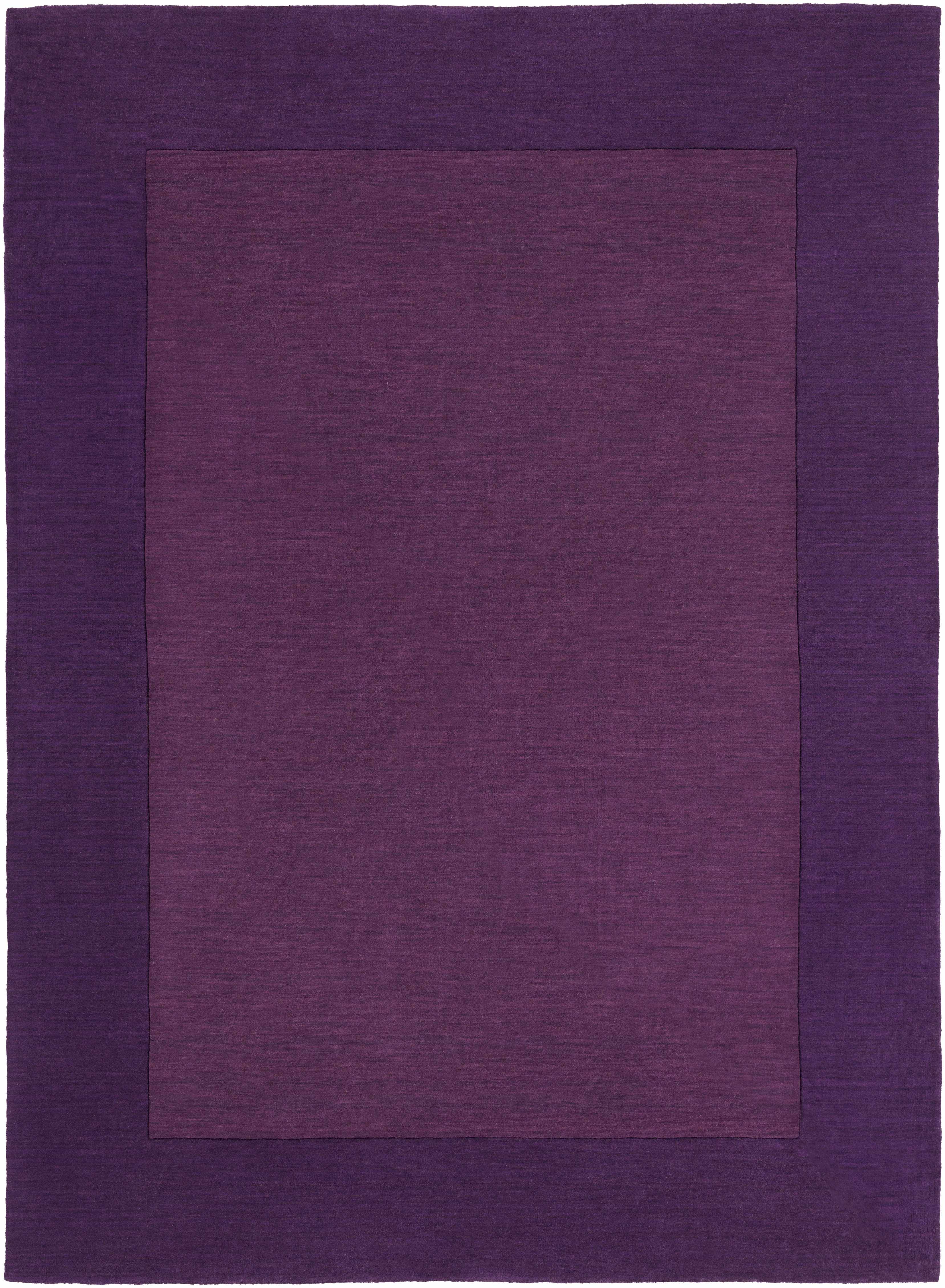 Bordered Solid Plum Purple Wool Rug - Image 9