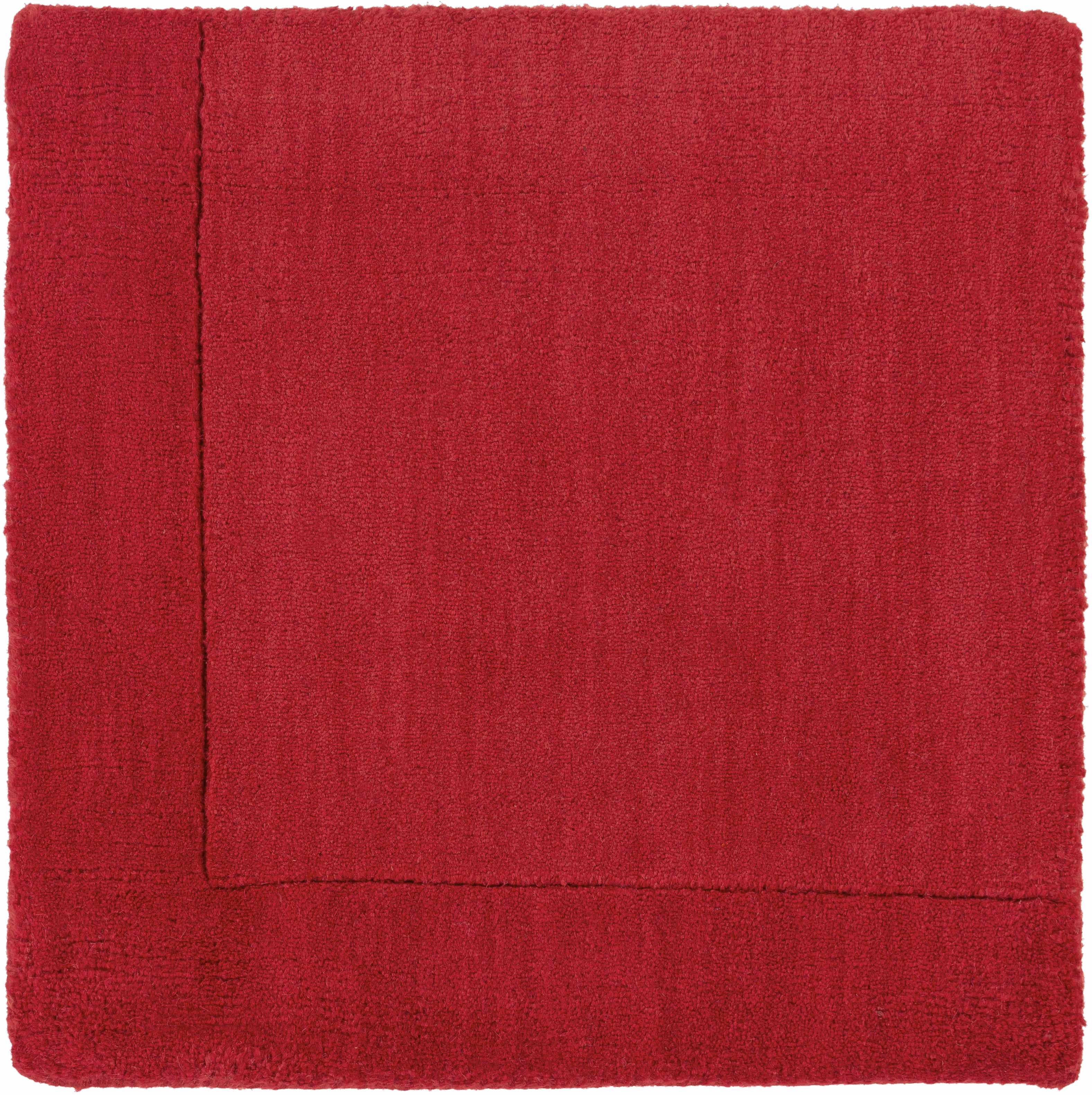 Bordered Solid Red Wool Rug - Image 10