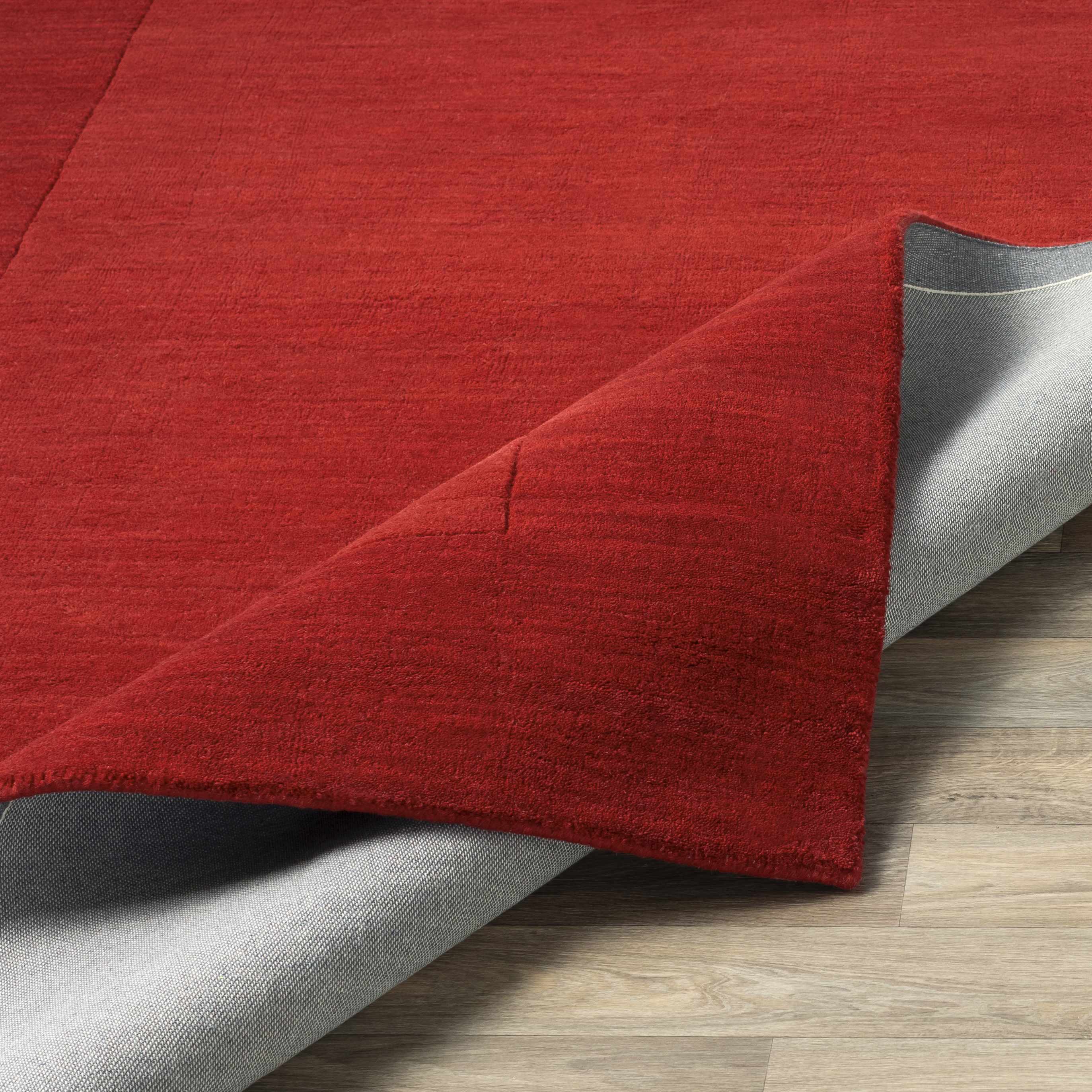 Bordered Solid Red Wool Rug - Image 4