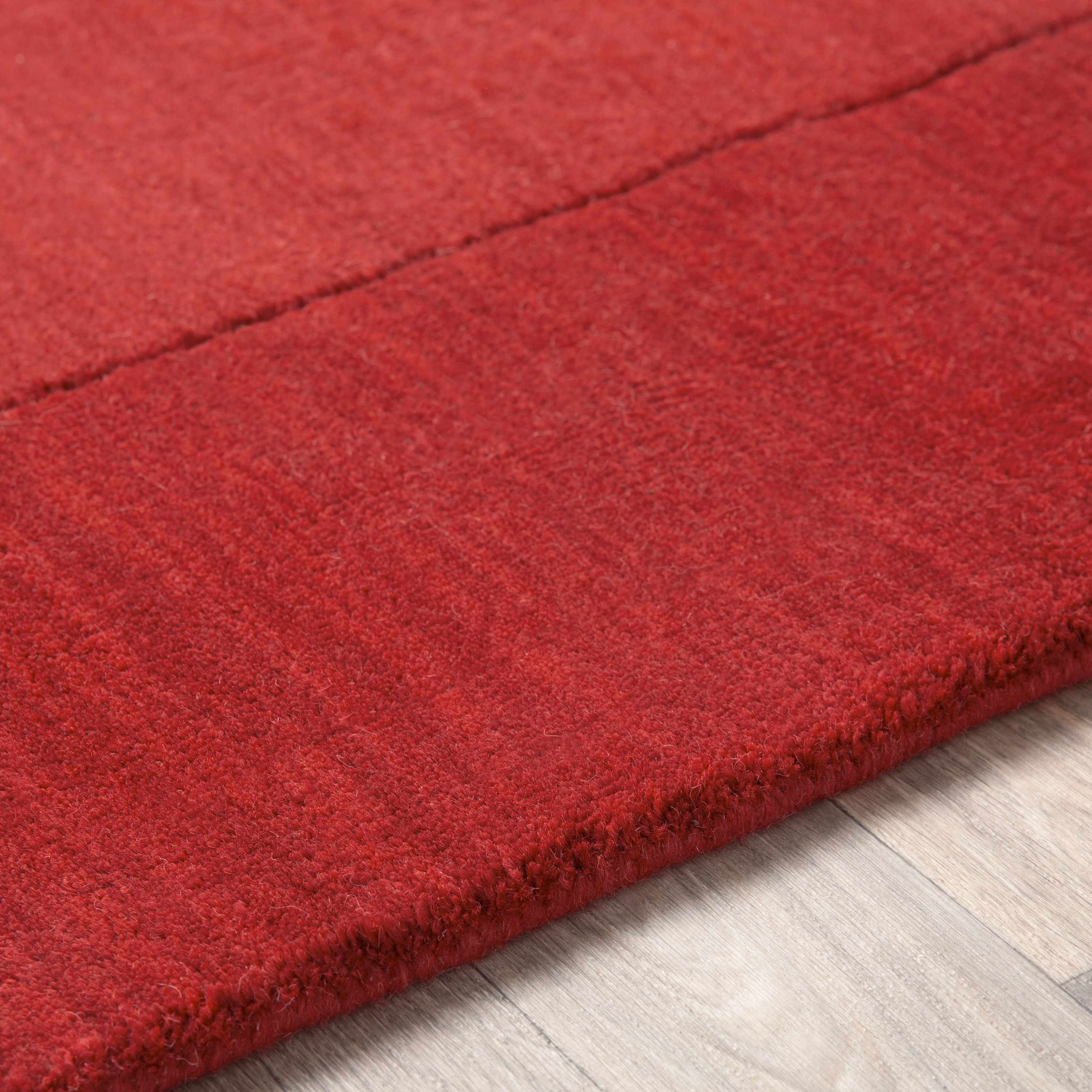 Bordered Solid Red Wool Rug - Image 8