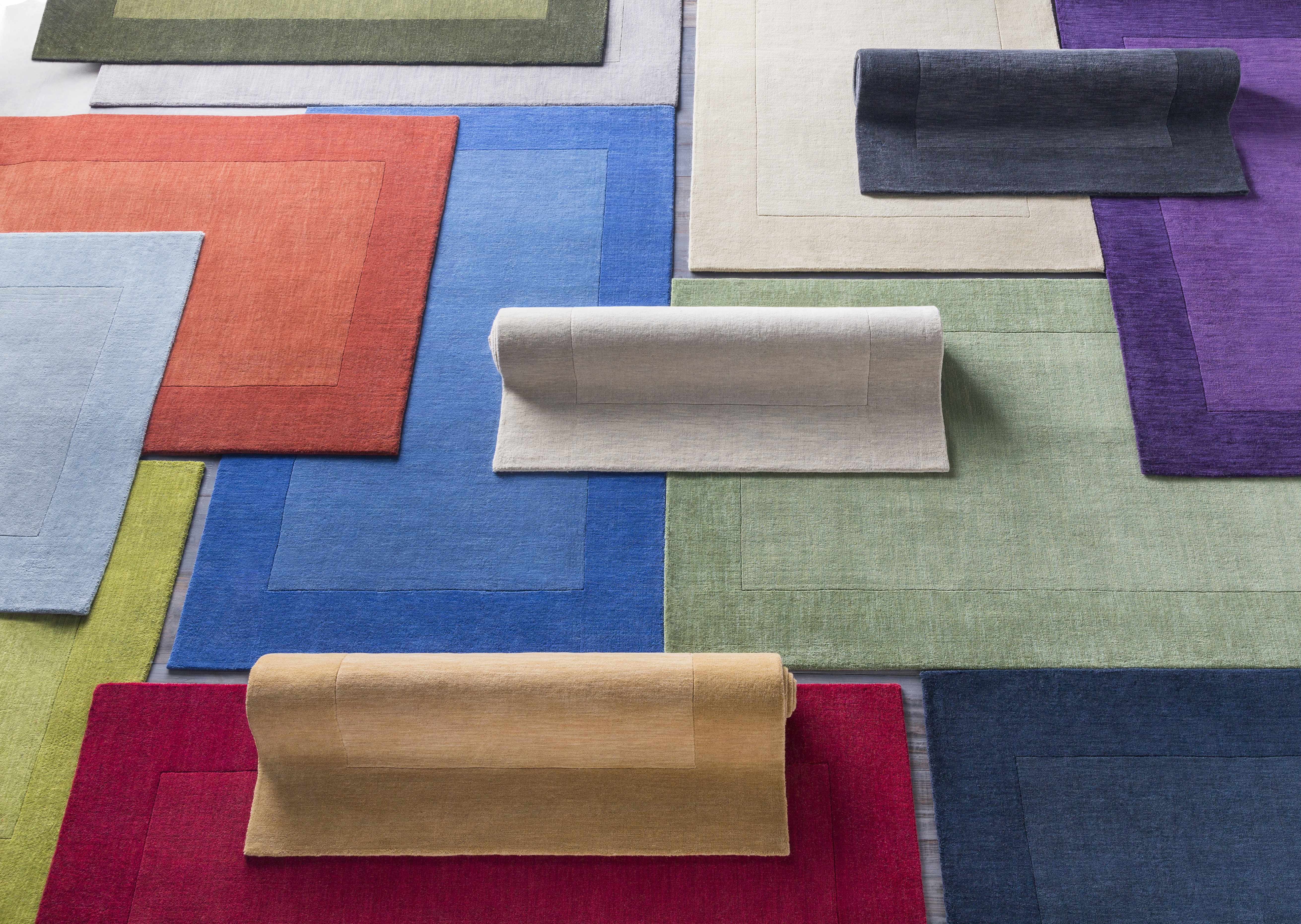 Bordered Solid Wheat Cream Wool Rug - Image 10