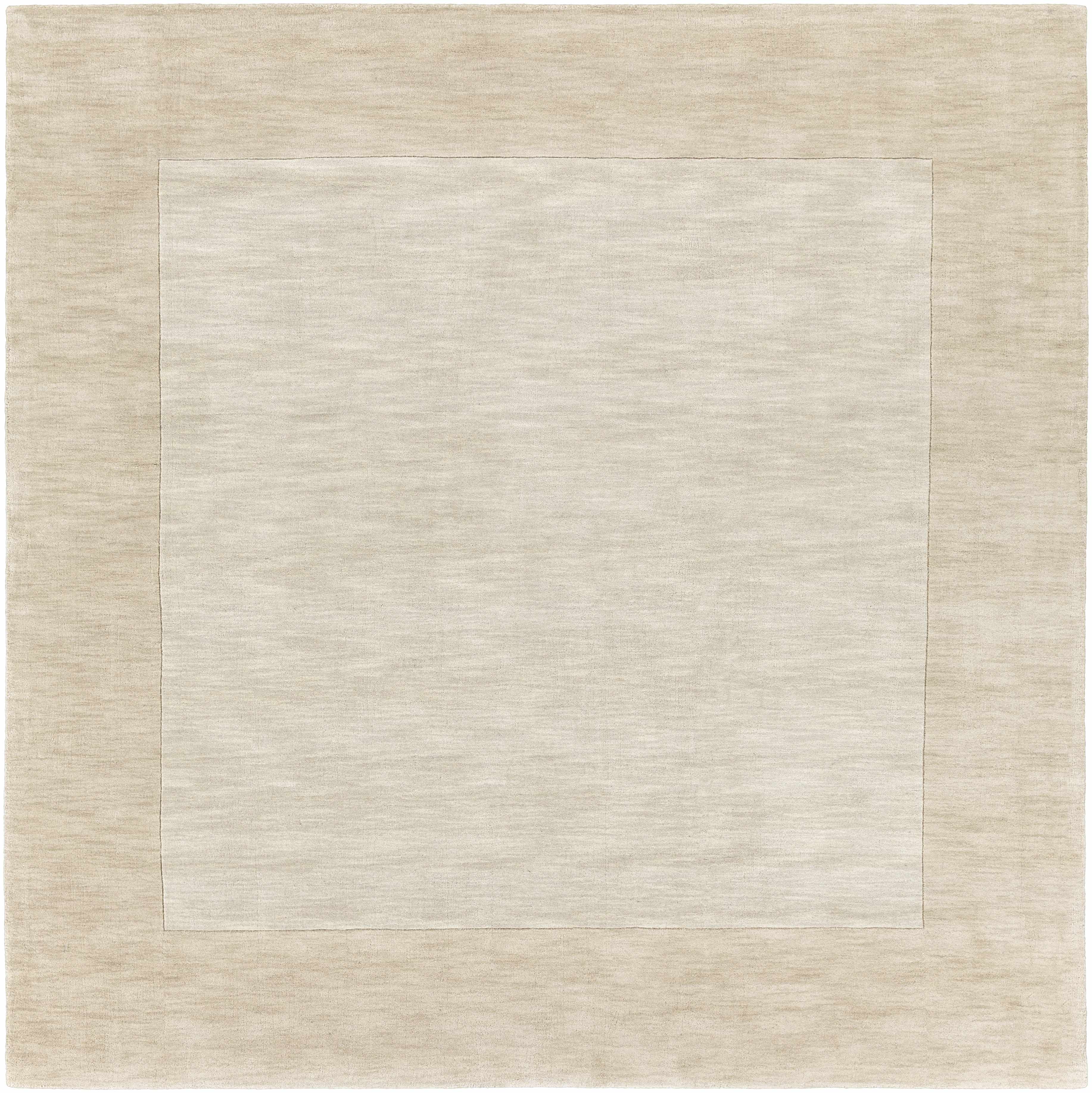Bordered Solid Wheat Cream Wool Rug - Image 3
