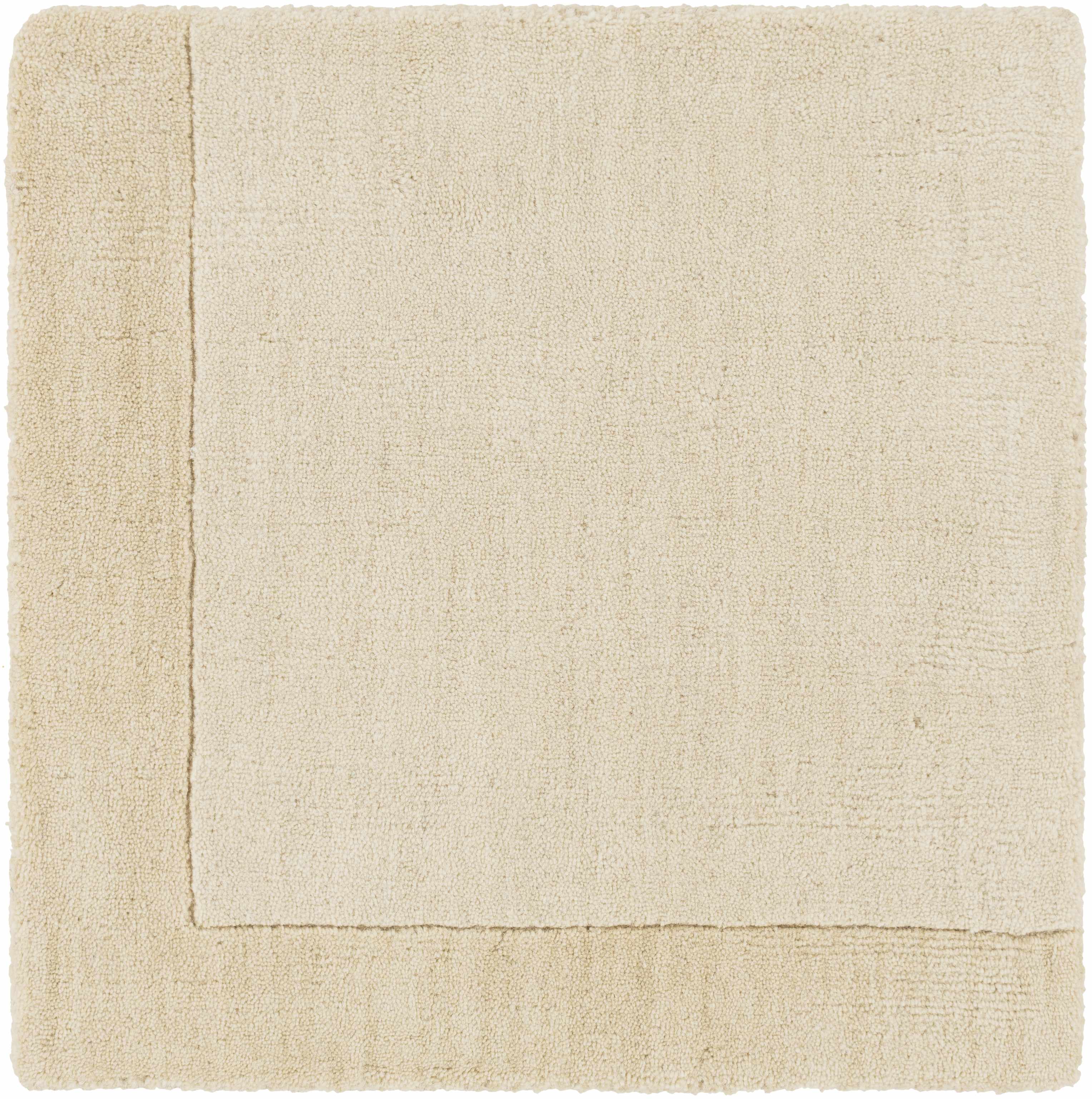 Bordered Solid Wheat Cream Wool Rug - Image 4