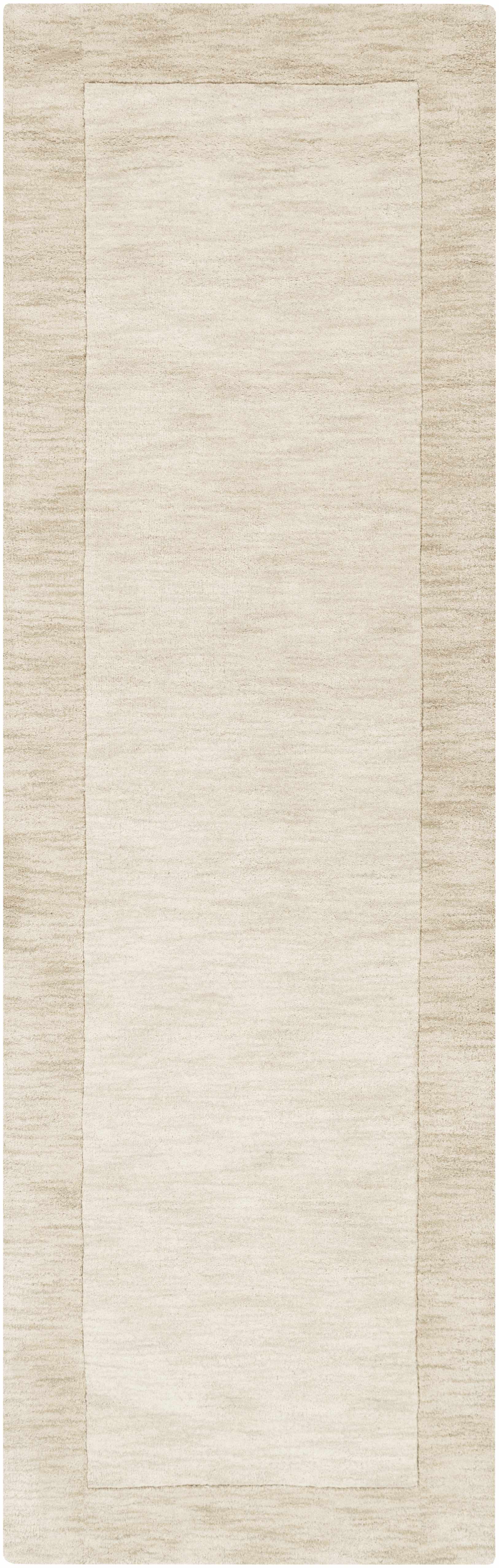 Bordered Solid Wheat Cream Wool Rug - Image 7