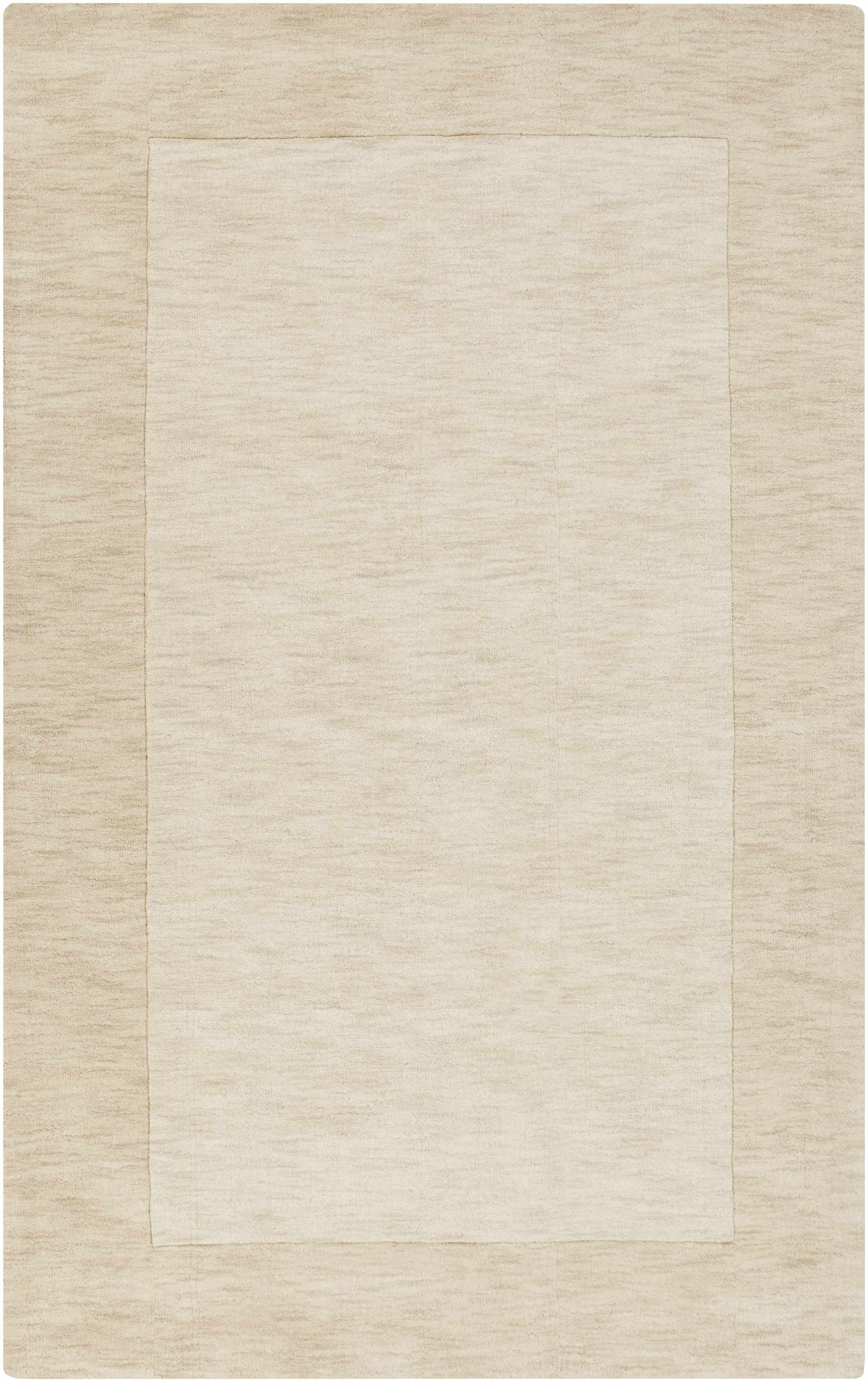 Bordered Solid Wheat Cream Wool Rug - Image 8