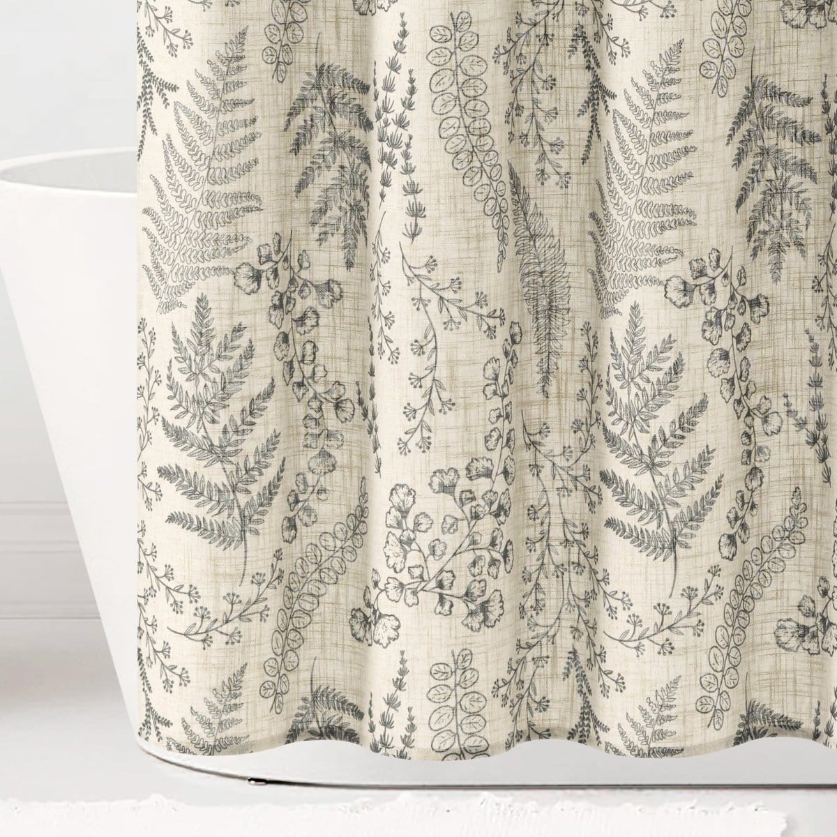 Botanical Dreams Linen Textured Shower Curtain - Image 4