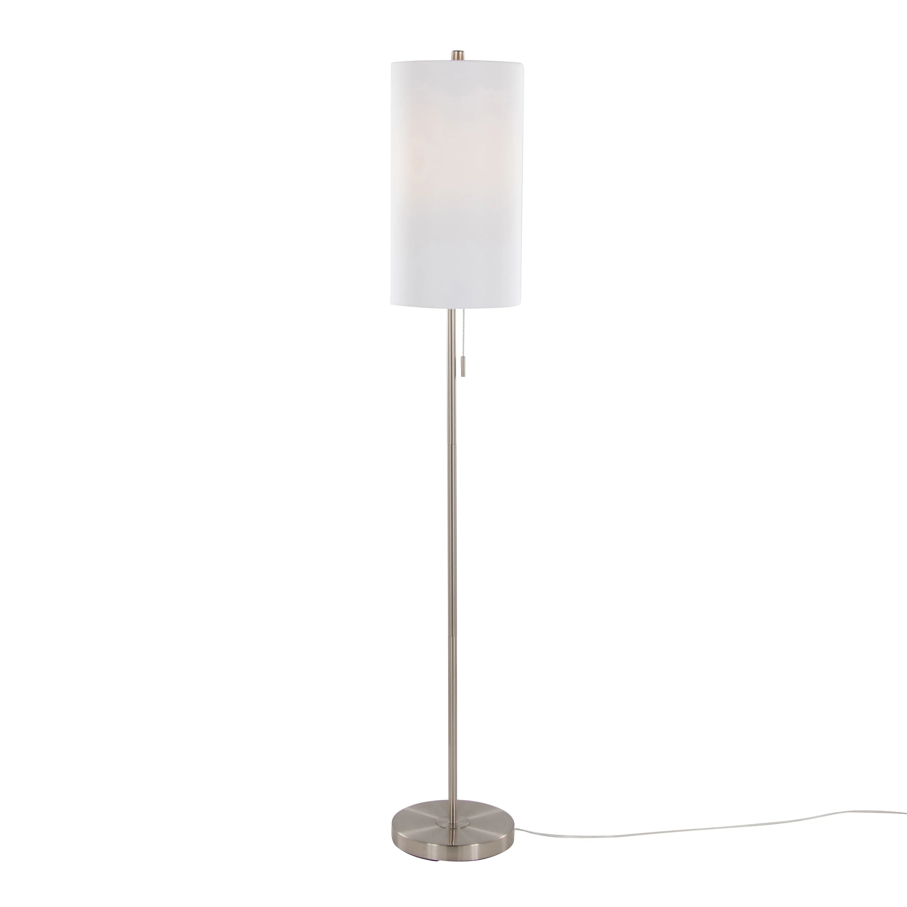 Bounty 62' Contemporary Metal Floor Lamp in Brushed Nickel with Linen Shade - Image 2