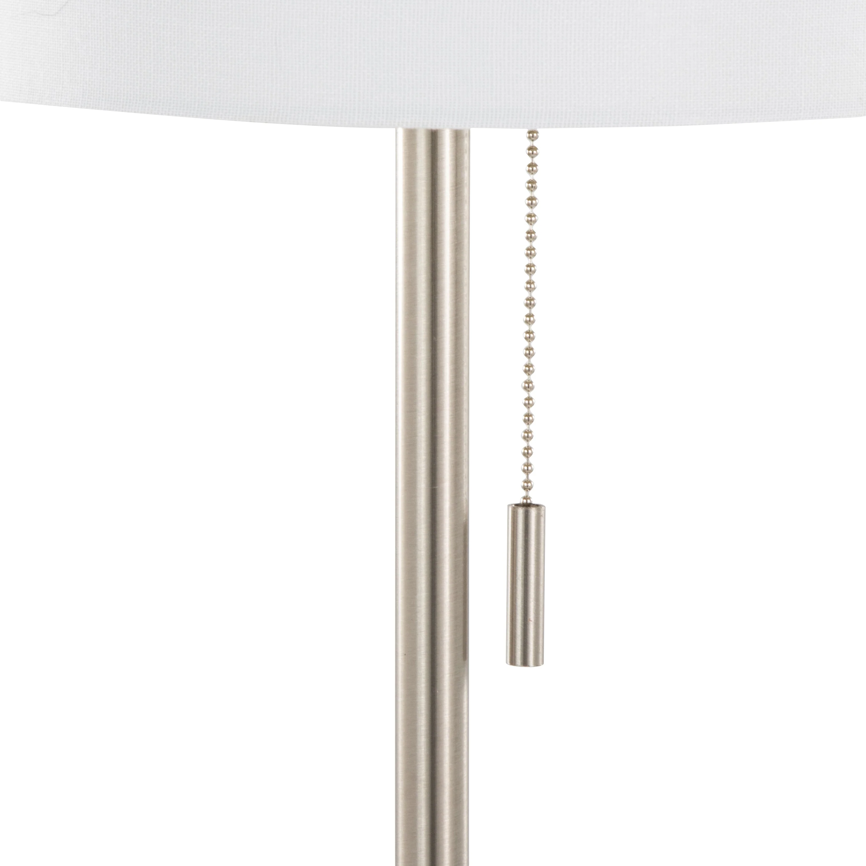 Bounty 62' Contemporary Metal Floor Lamp in Brushed Nickel with Linen Shade - Image 3
