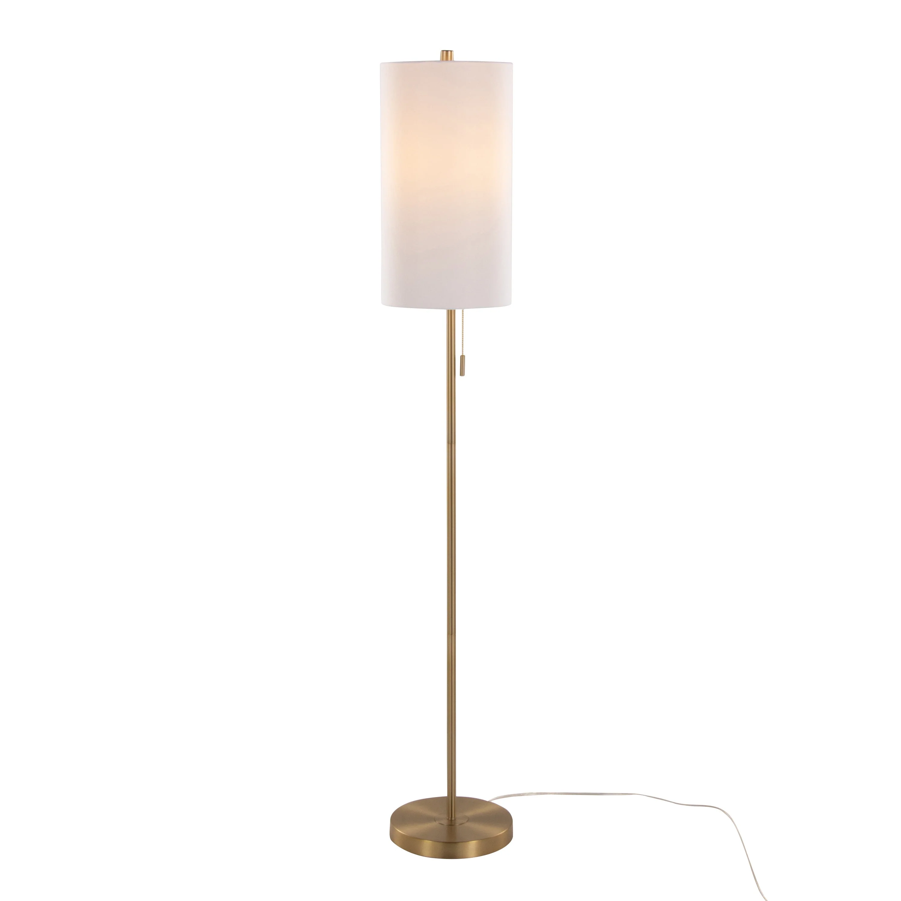 Bounty 62' Contemporary Metal Floor Lamp in Gold with White Linen Shade - Image 2