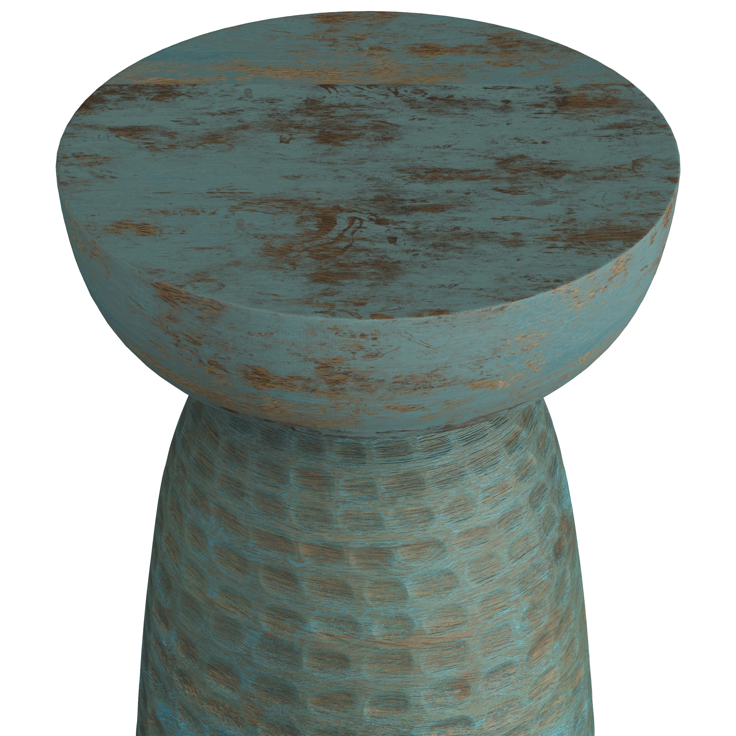 Boyd 13 Inch Solid Mango Accent Table in Teal Wash - Image 2