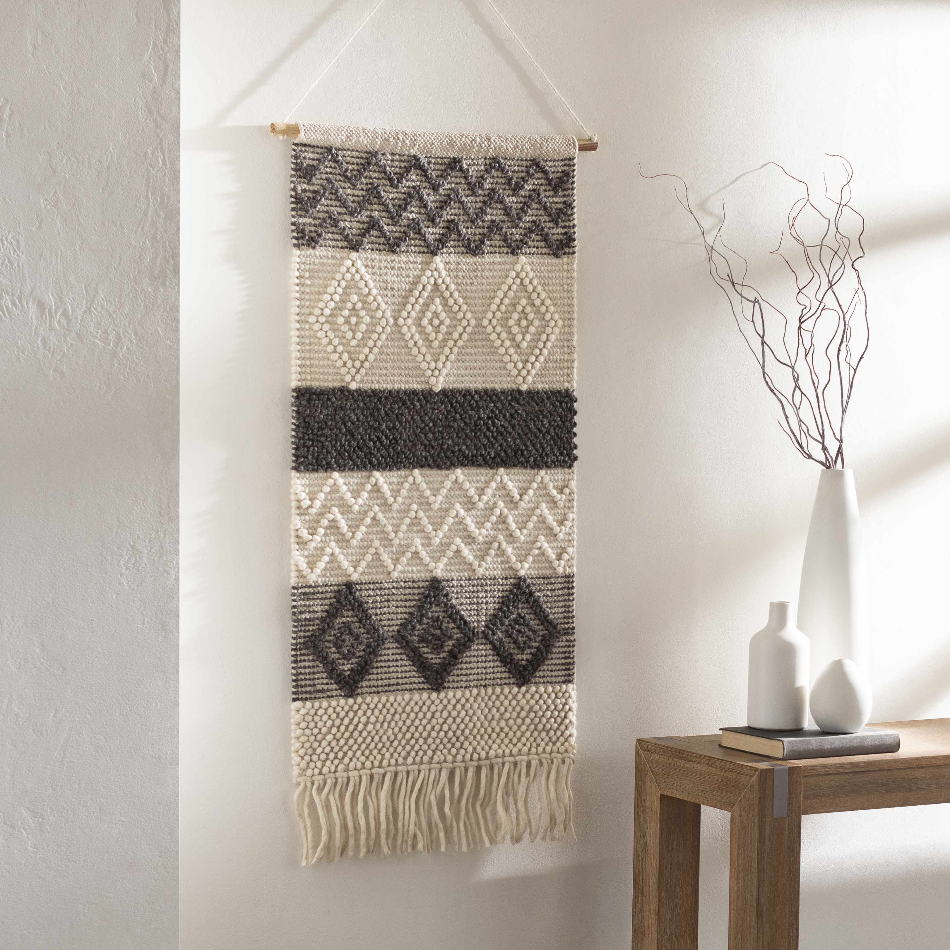 Bracebridge Monochrome Geometric Pattern Wall Hanging - Image 2