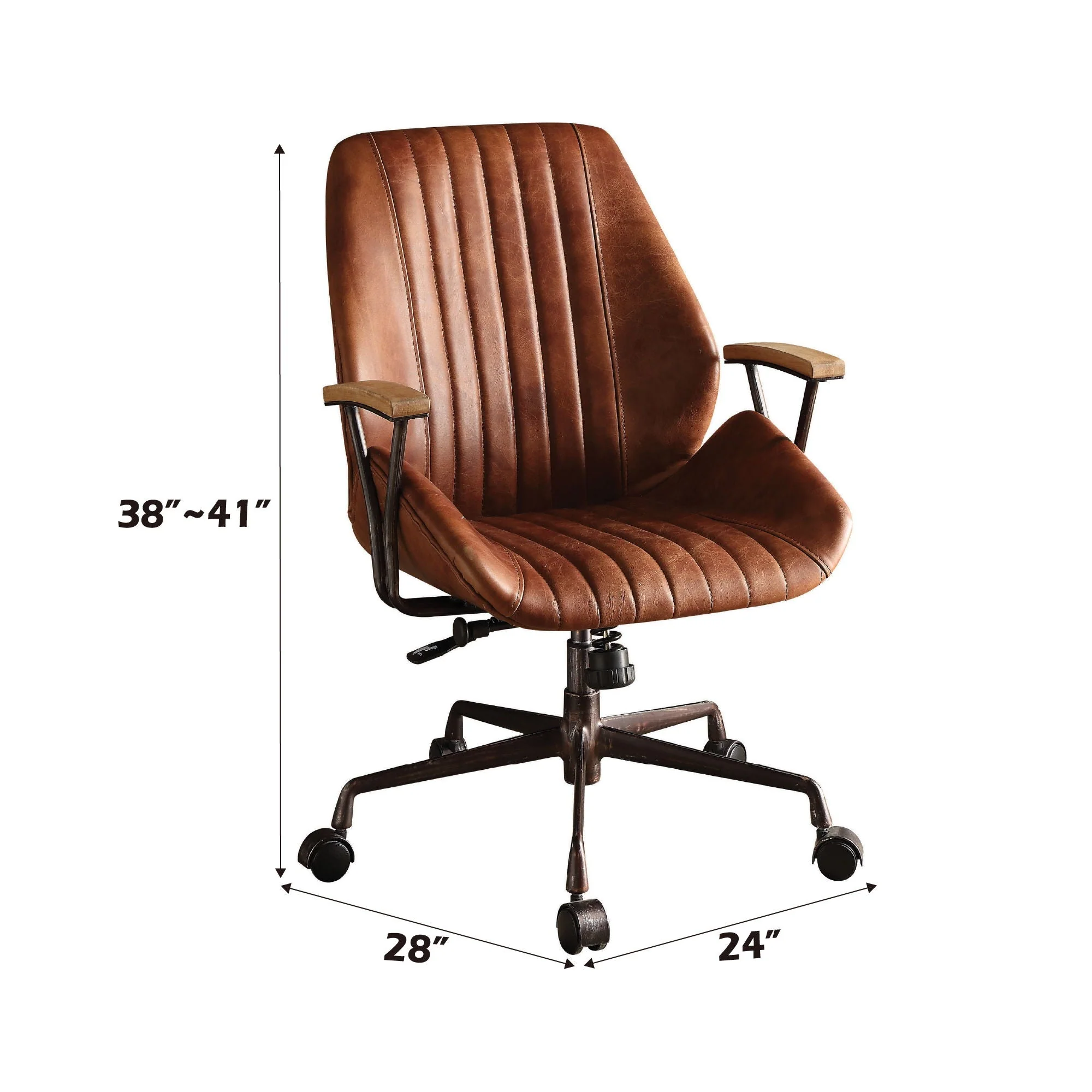 Brancaster - Aluminum Top Grain Leather Office Chair - Coffee - Image 4