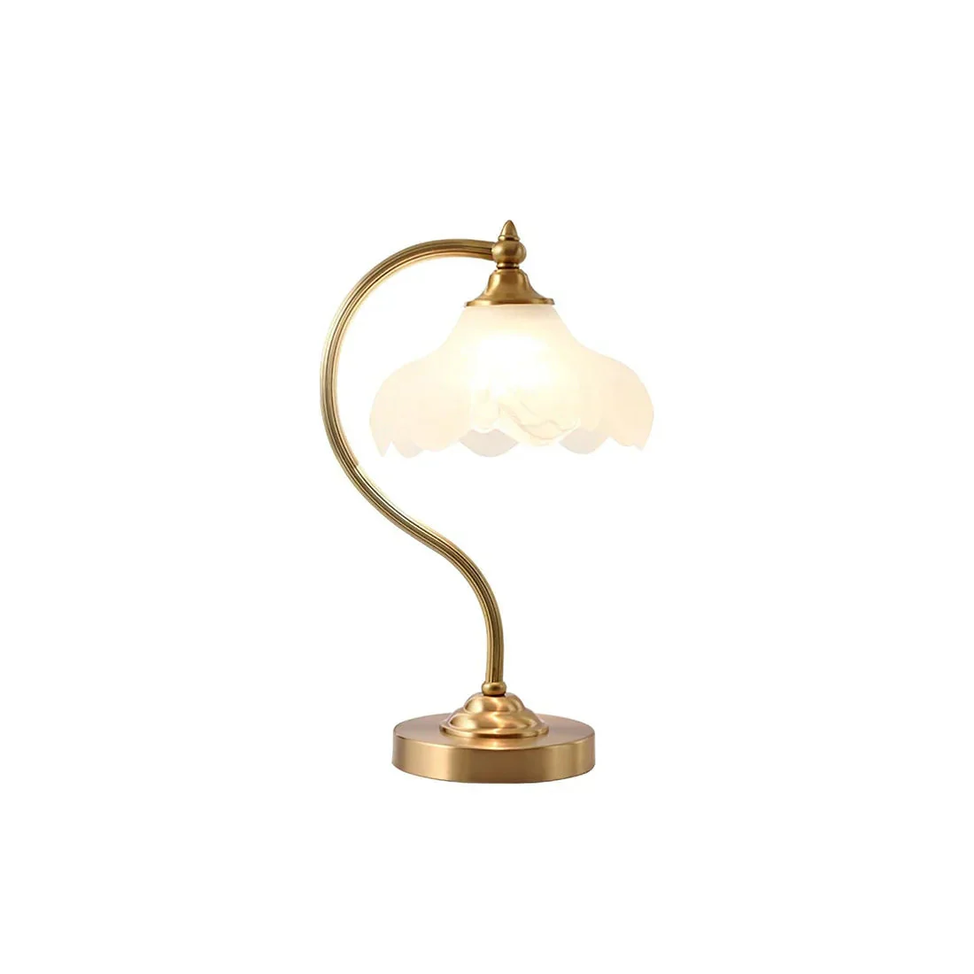 Brass Glass Petal Table Lamp E26 Dimmable 16.5" Gold Base - Image 2