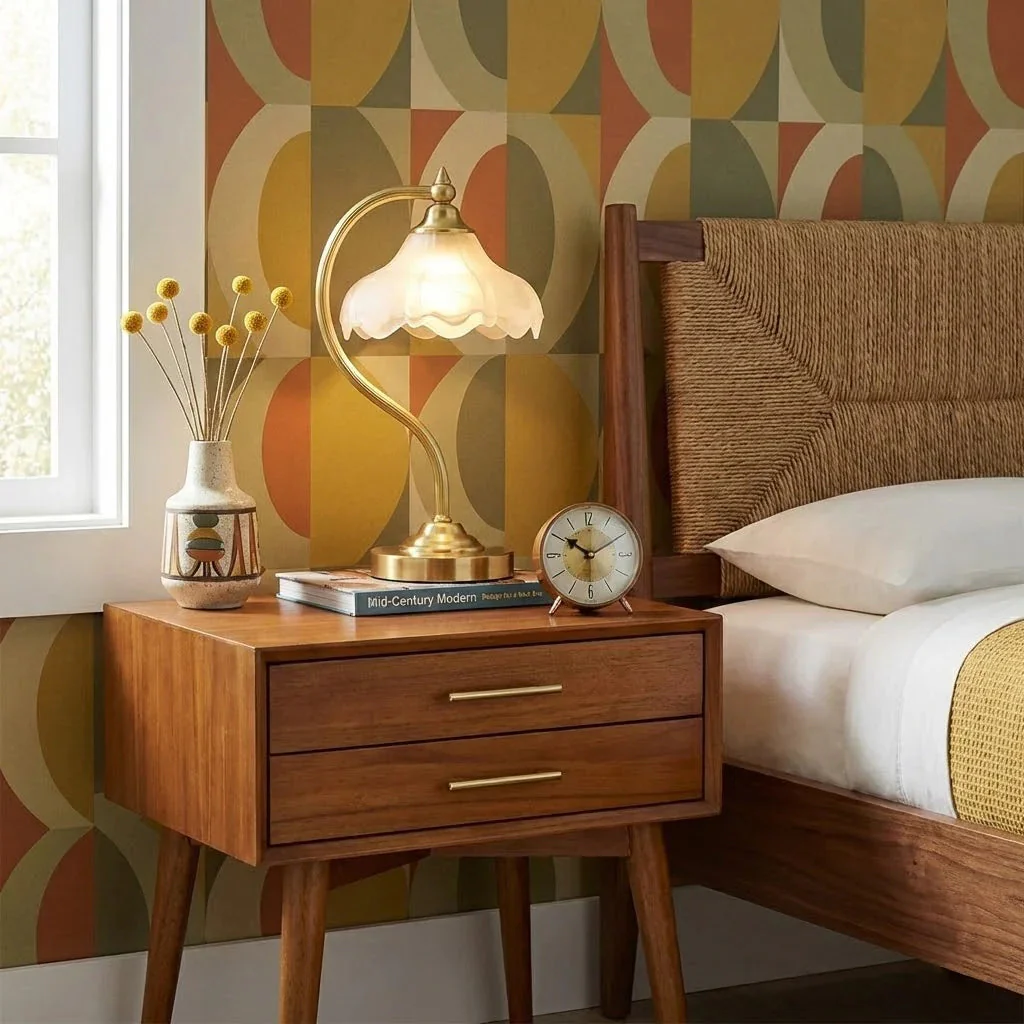 Brass Glass Petal Table Lamp E26 Dimmable 16.5" Gold Base - Image 5