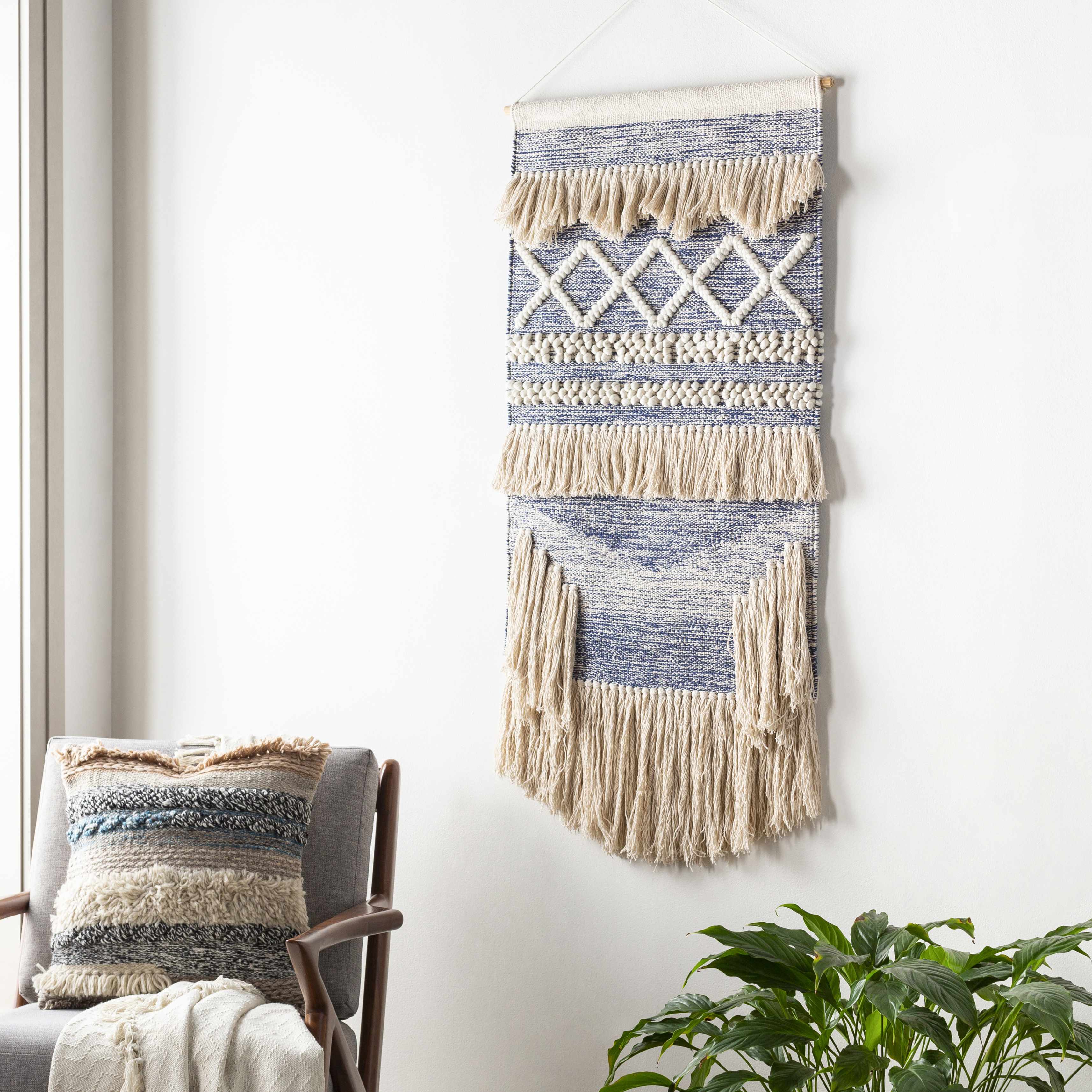 Braunston Boho Navy & Beige Textured Wall Hanging - Image 2