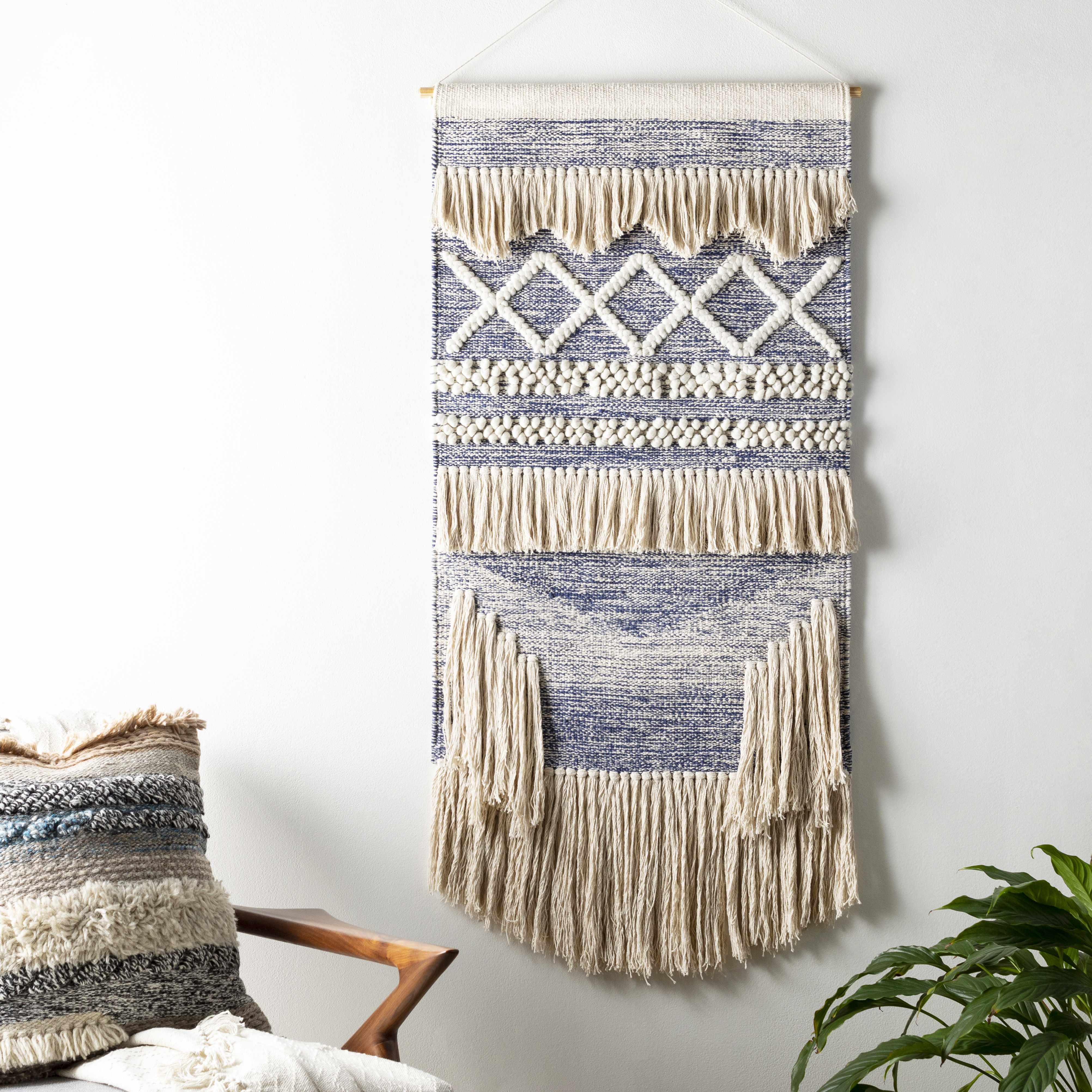 Braunston Boho Navy & Beige Textured Wall Hanging - Image 3
