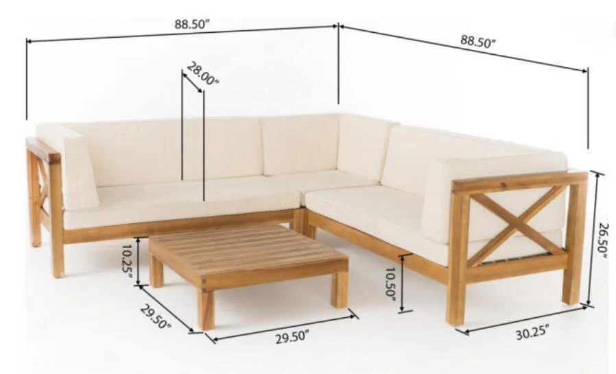 Brava X-Back 4-Piece Sofa Set Beige - Image 3
