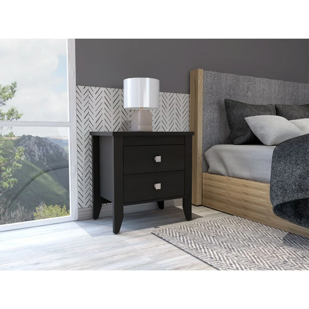 Breeze Four-Legged Modern Bedroom Nightstand with Two Drawers