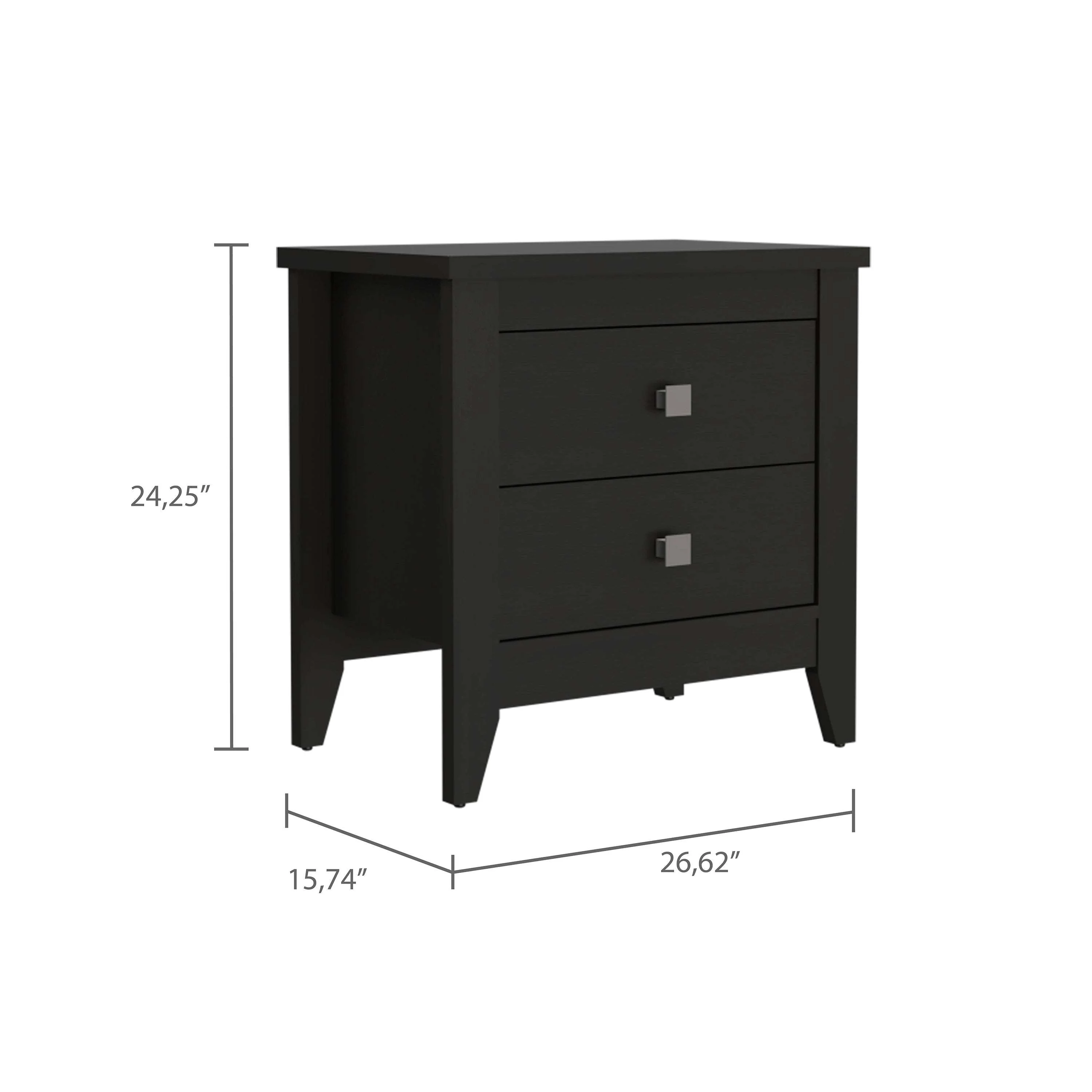 Breeze Four-Legged Modern Bedroom Nightstand with Two Drawers - Image 2