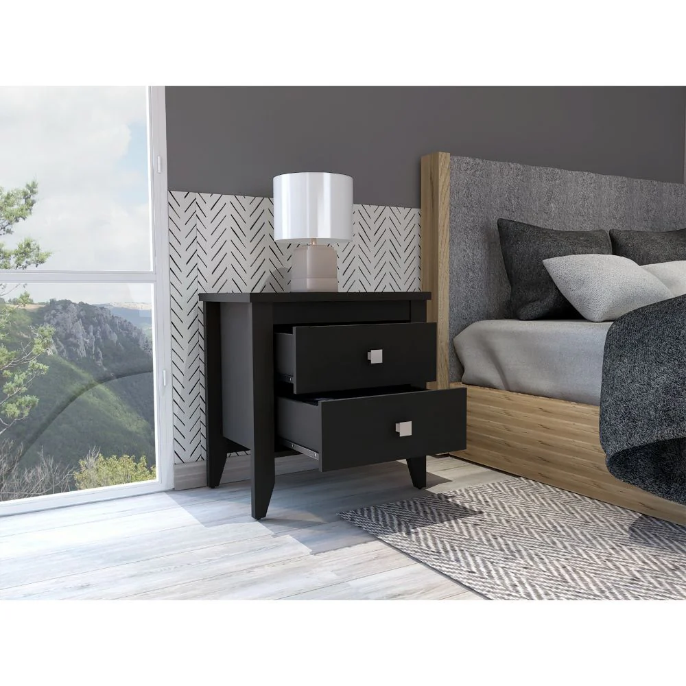 Breeze Four-Legged Modern Bedroom Nightstand with Two Drawers - Image 5