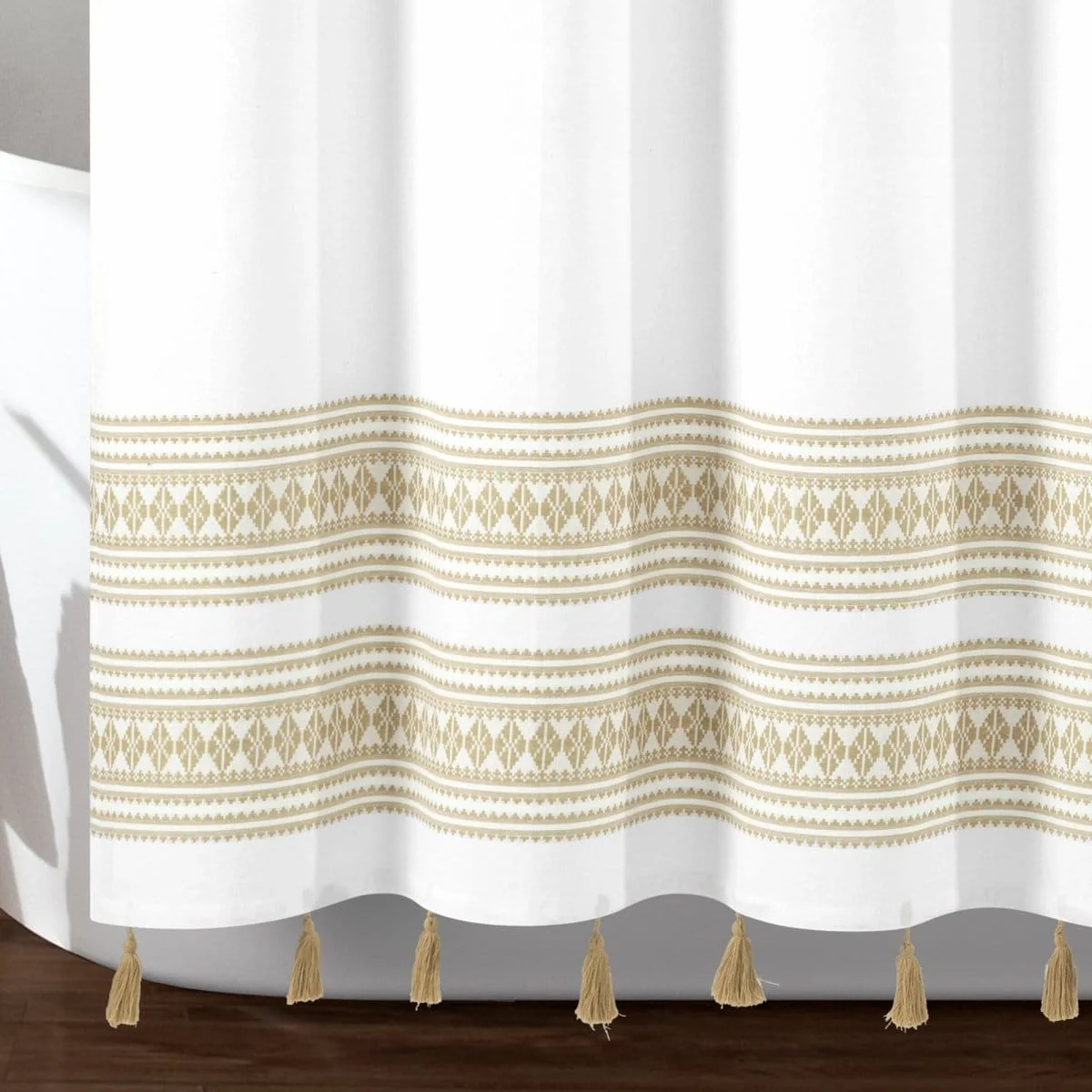 Breezy Chic Tassel Jacquard Recycled Cotton Shower Curtain - Image 20