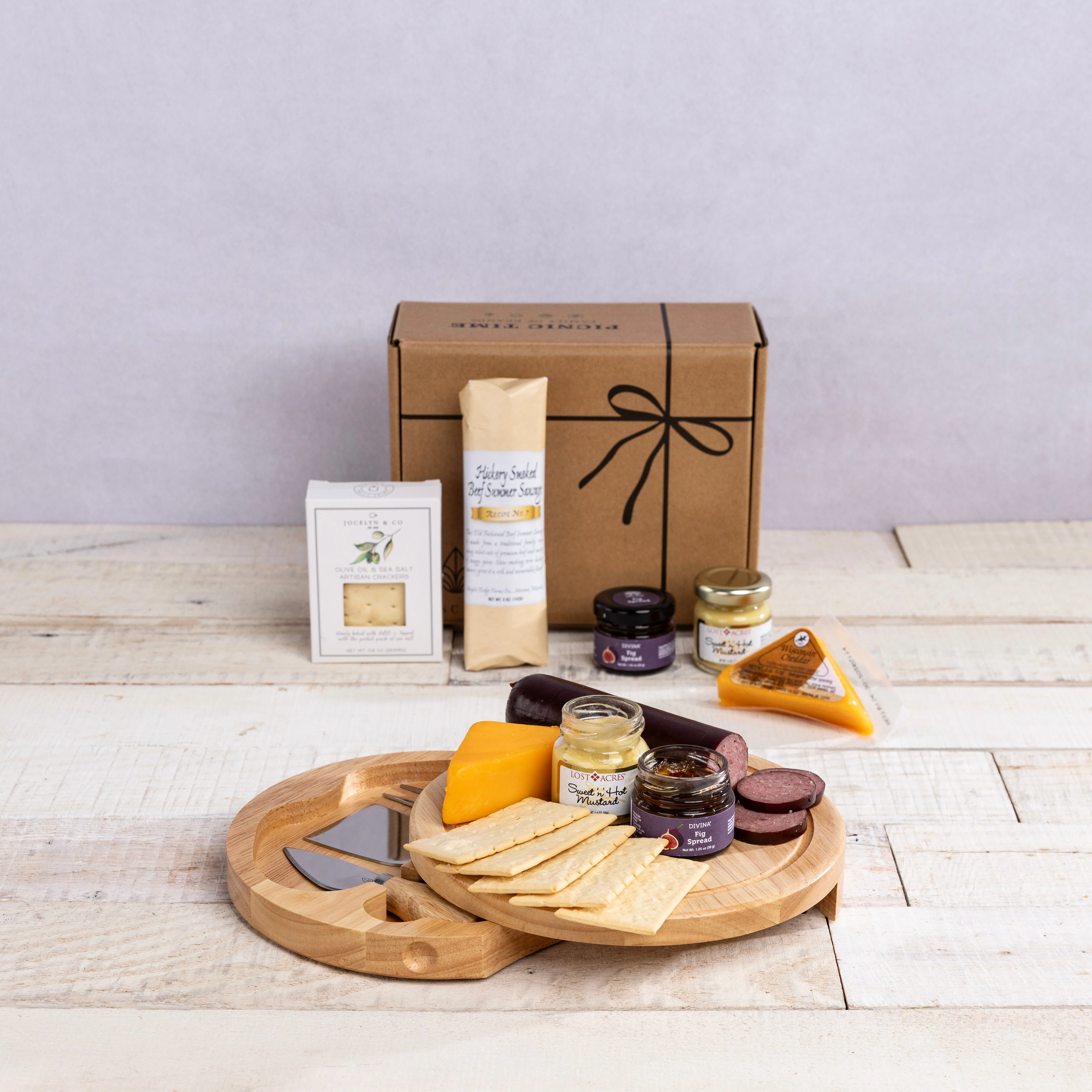 Brie Cheese Board with Gourmet Gift Pack - Image 2