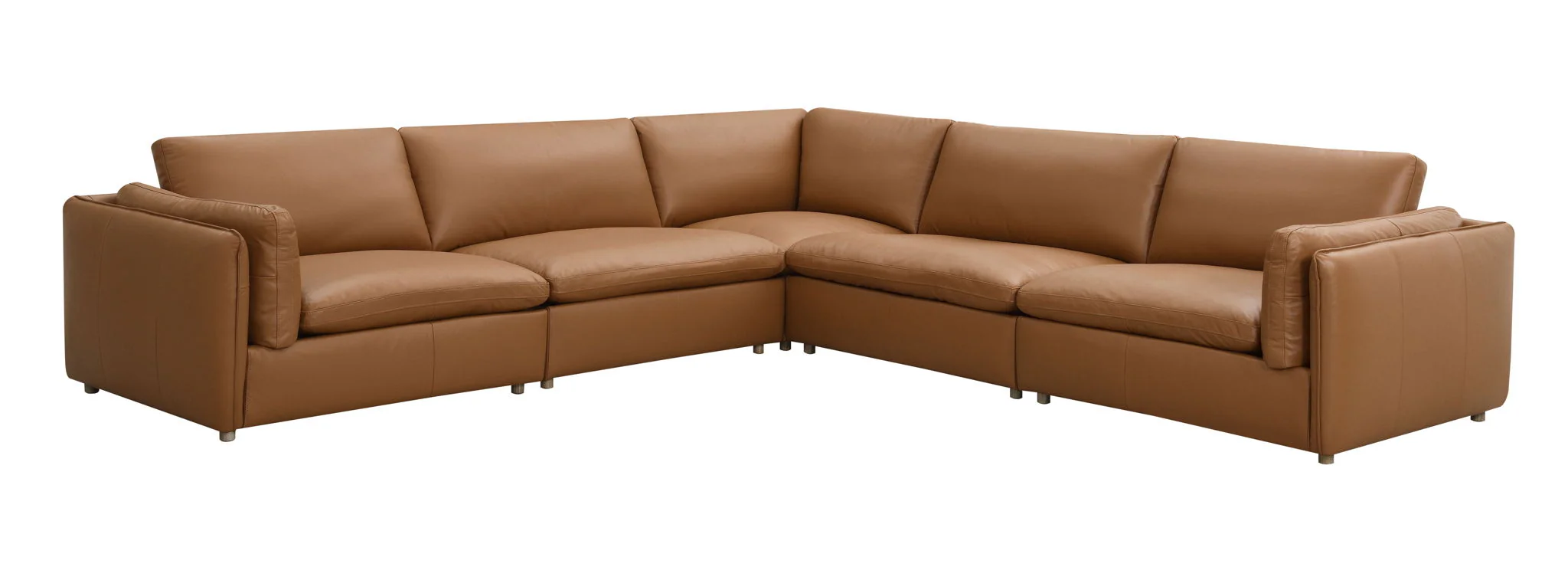 Brighton - Top Grain Modular Sectional - Brown - Image 3