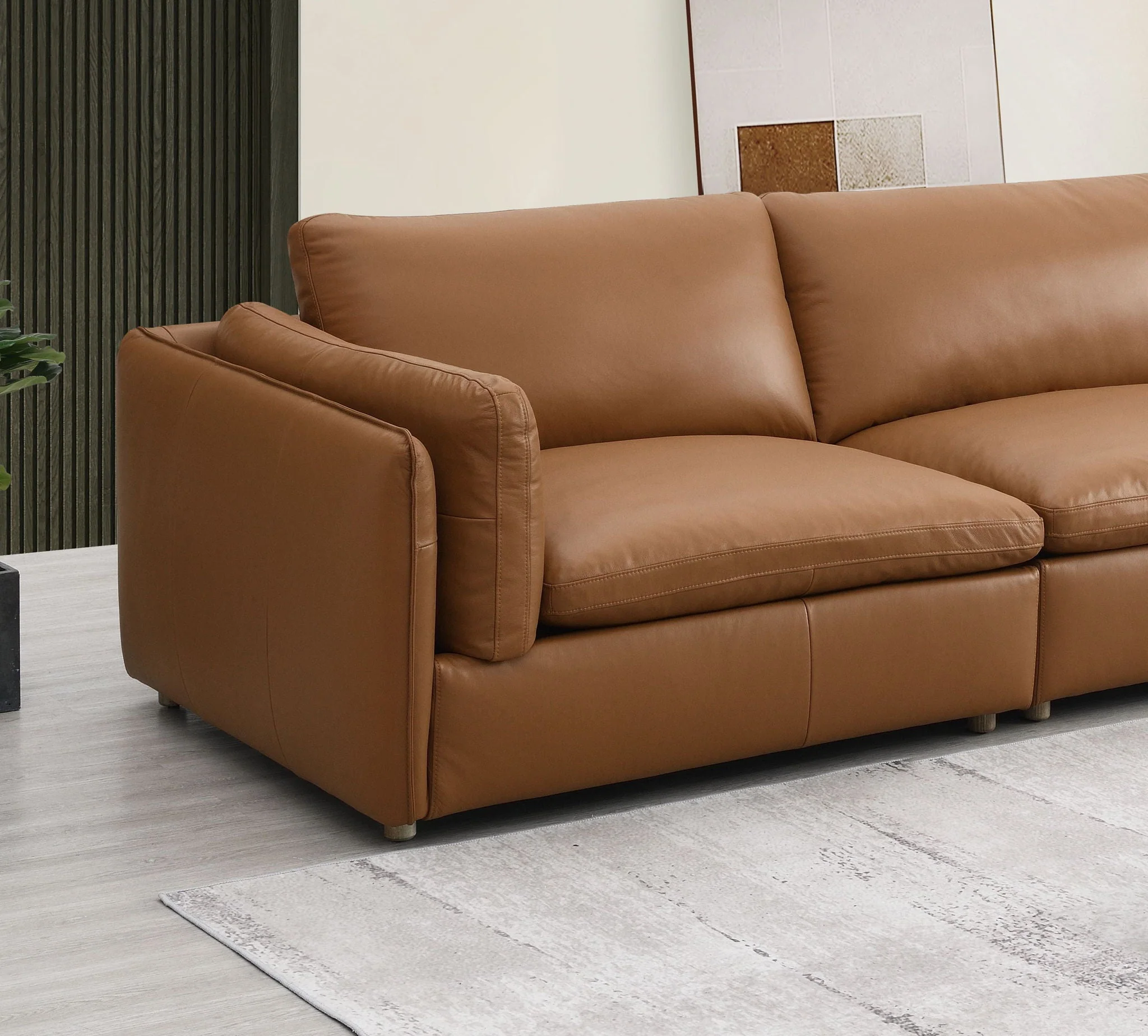 Brighton - Top Grain Modular Sectional - Brown - Image 4