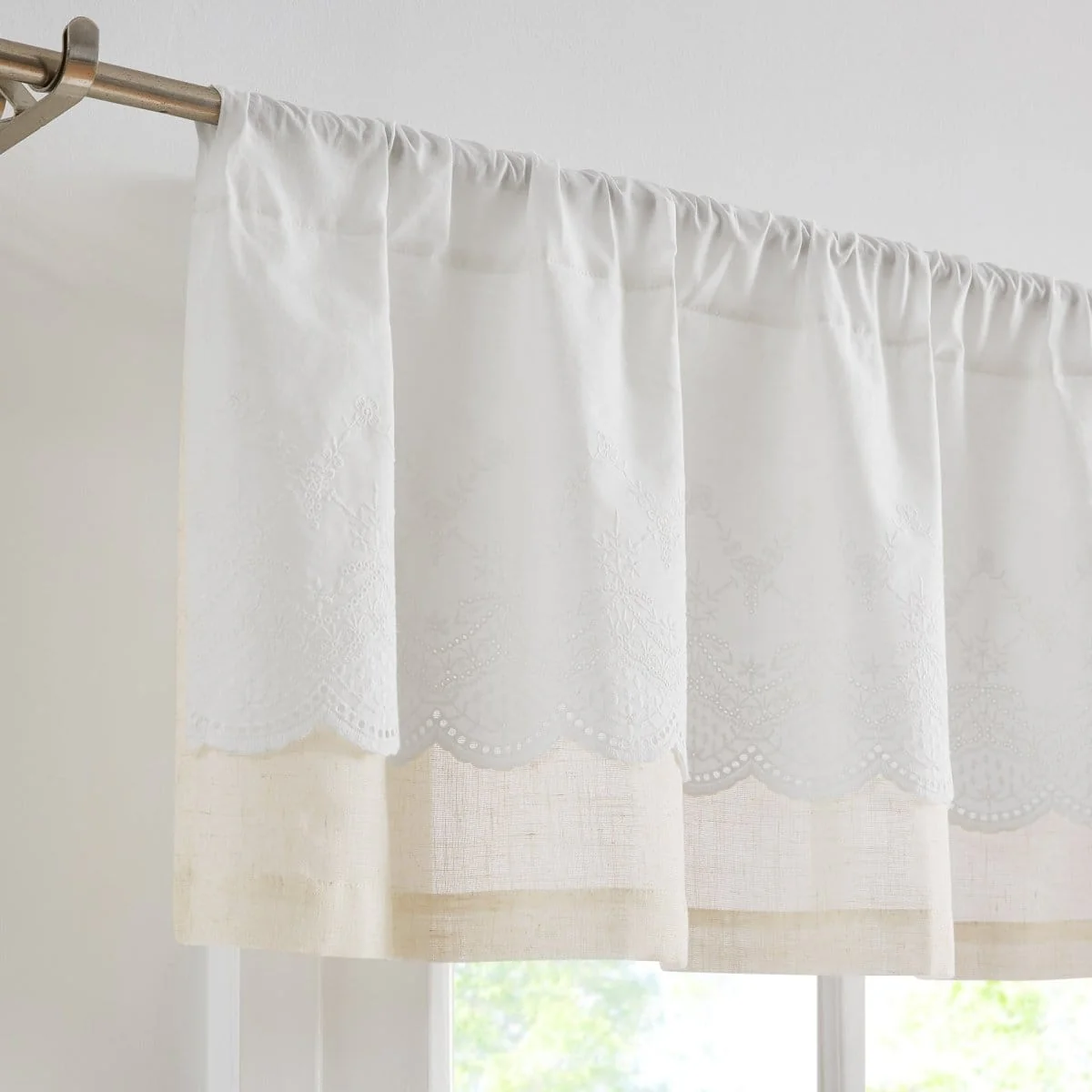 Brigitte Embroidery Eyelet Scalloped Edge Valance - Image 2