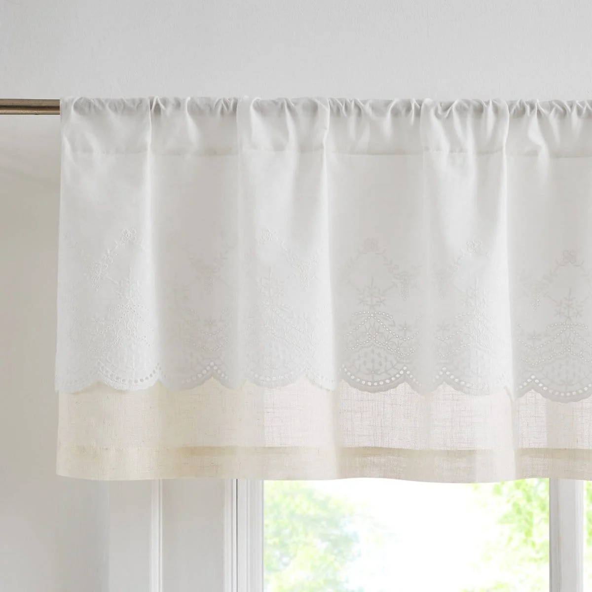 Brigitte Embroidery Eyelet Scalloped Edge Valance - Image 3