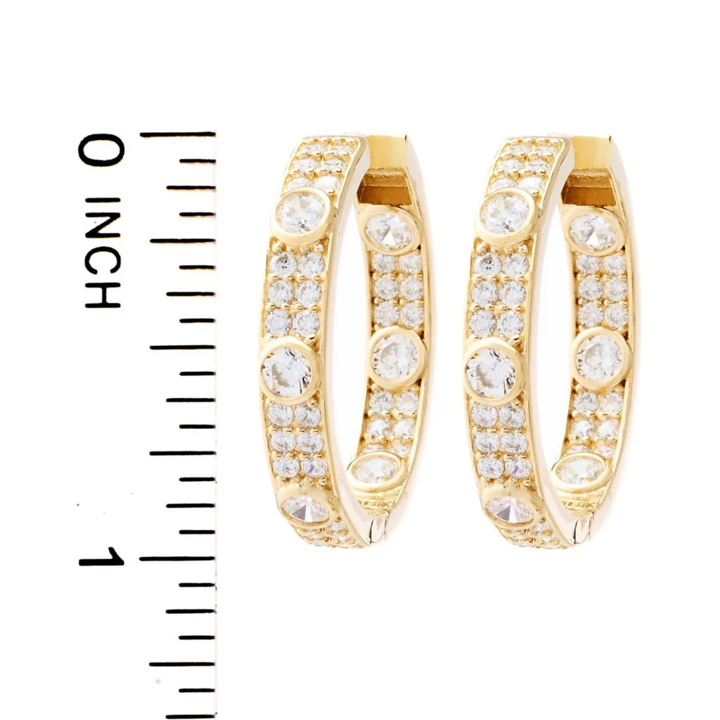 Brilliante 2.28 DEW Simulated Diamond Station & Pave Set Hoop Earrings - Image 2