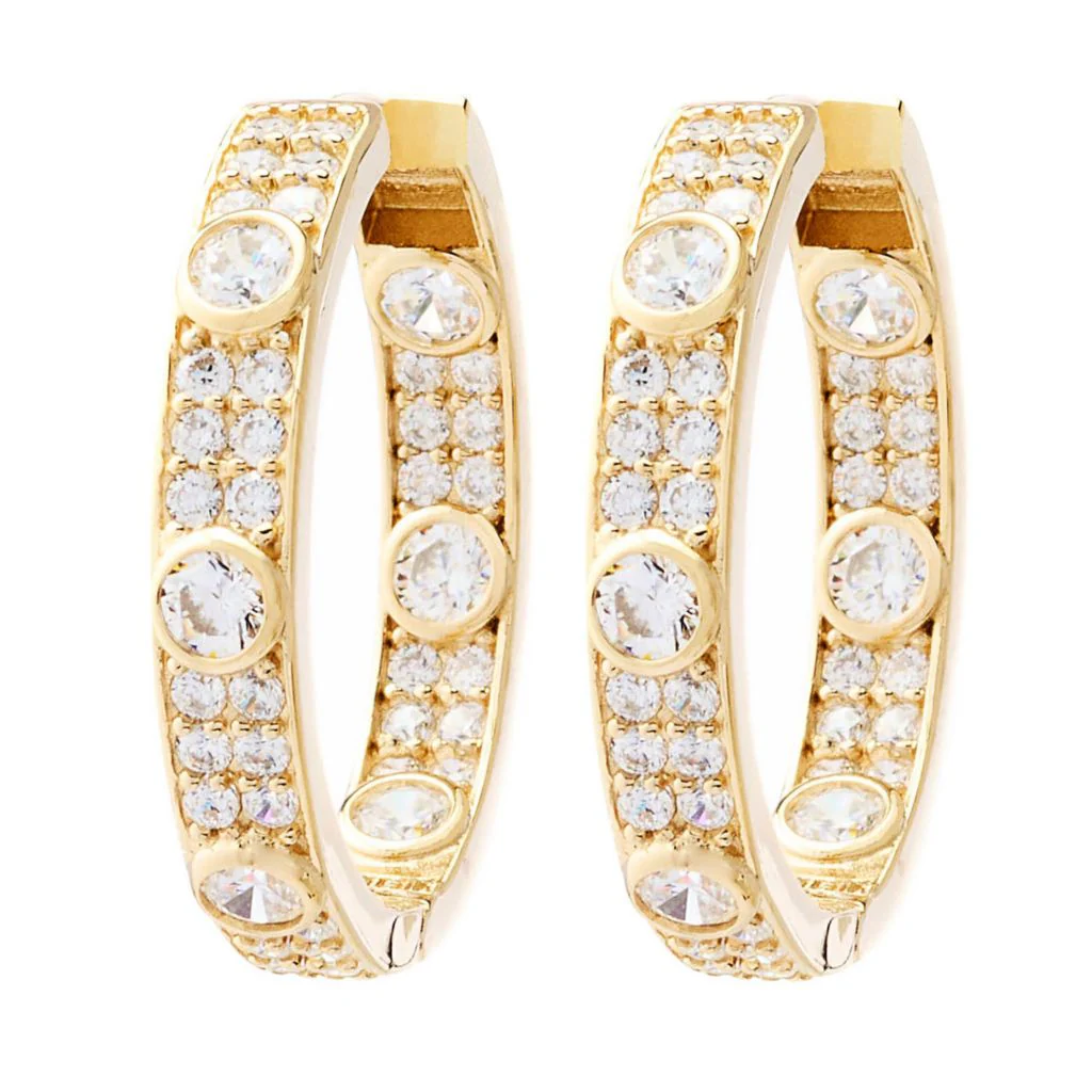 Brilliante 2.28 DEW Simulated Diamond Station & Pave Set Hoop Earrings - Image 4