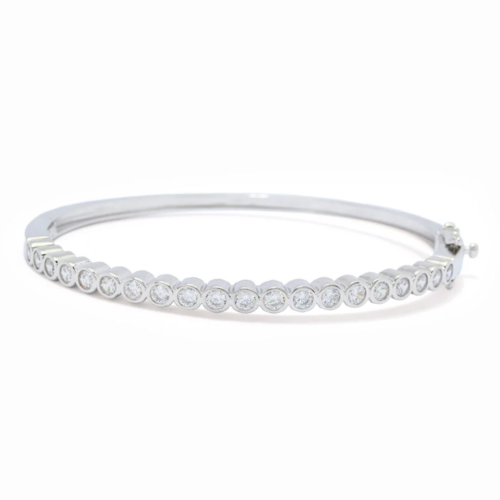 Brilliante 3.00 DEW Simulated Diamond Hinged Bangle Bracelet - Image 3