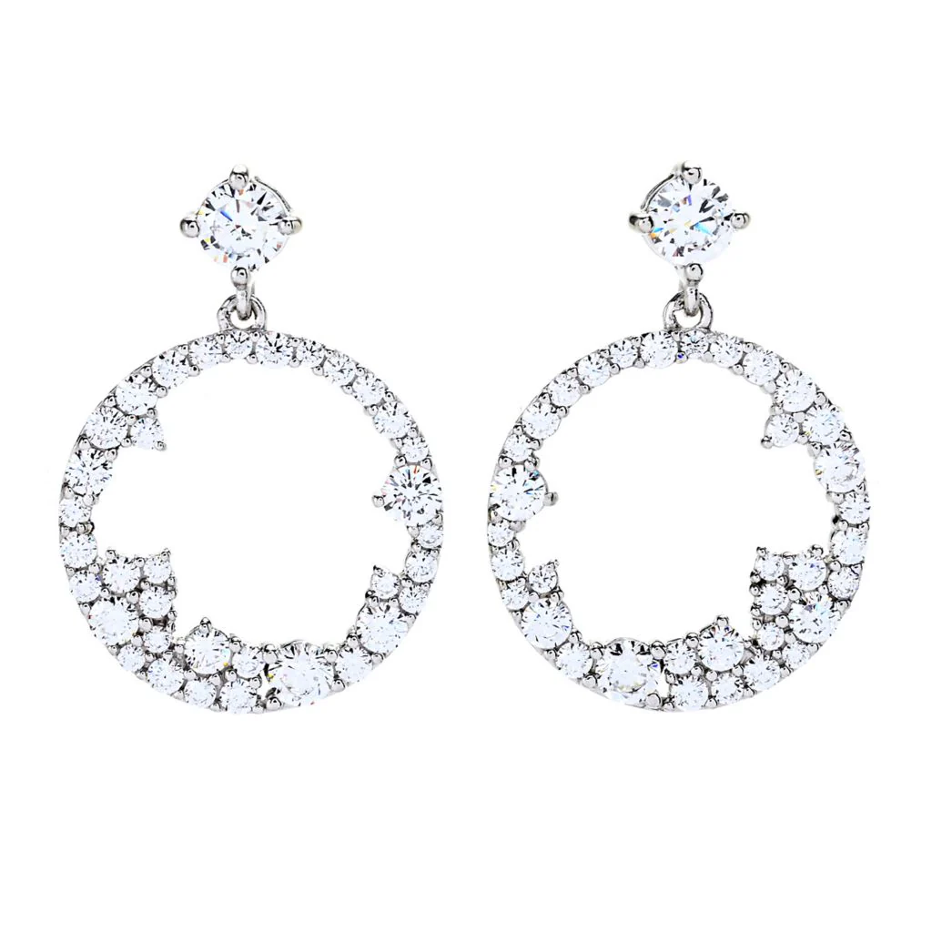 Brilliante 3.13 DEW Scattered Simulated Diamond Open Drop Earrings - Image 3