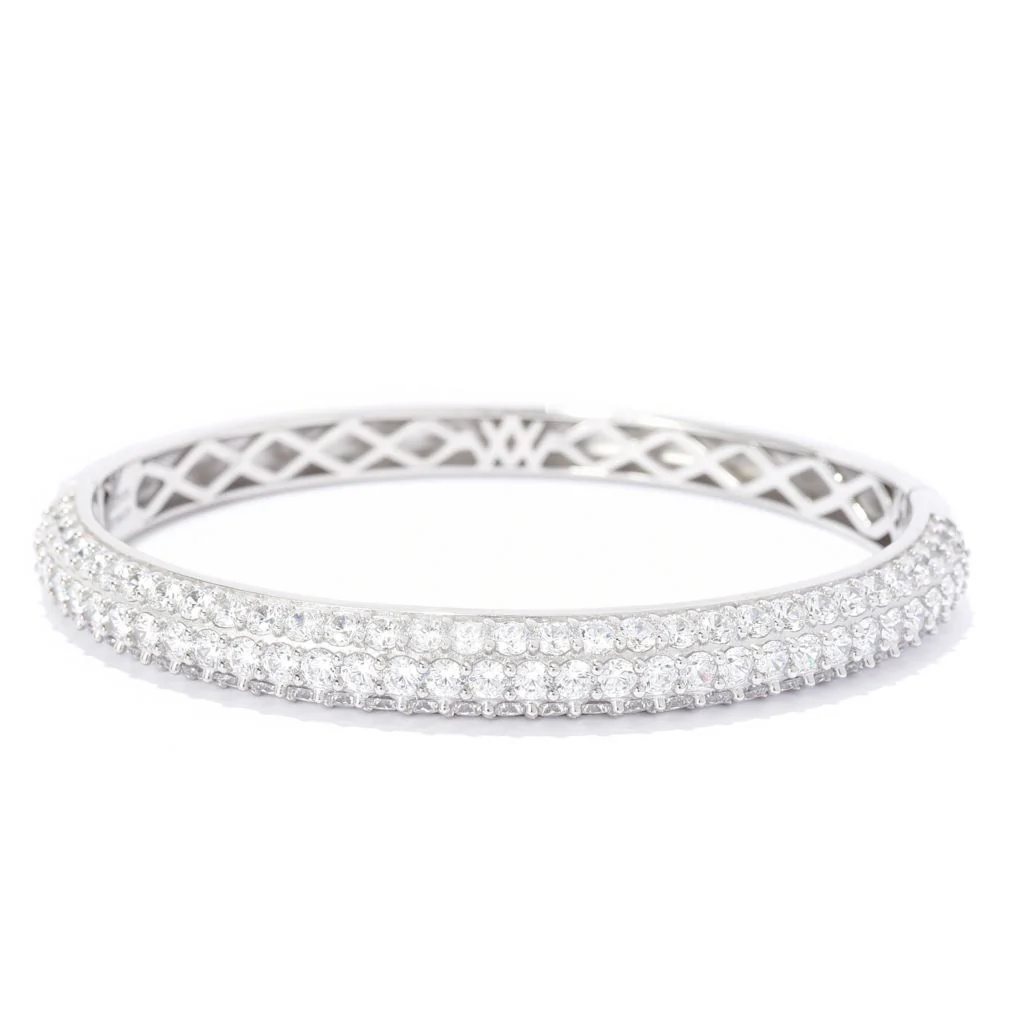 Brilliante 6.79 DEW Simulated Pave Diamond Hinged Bangle Bracelet - Image 3