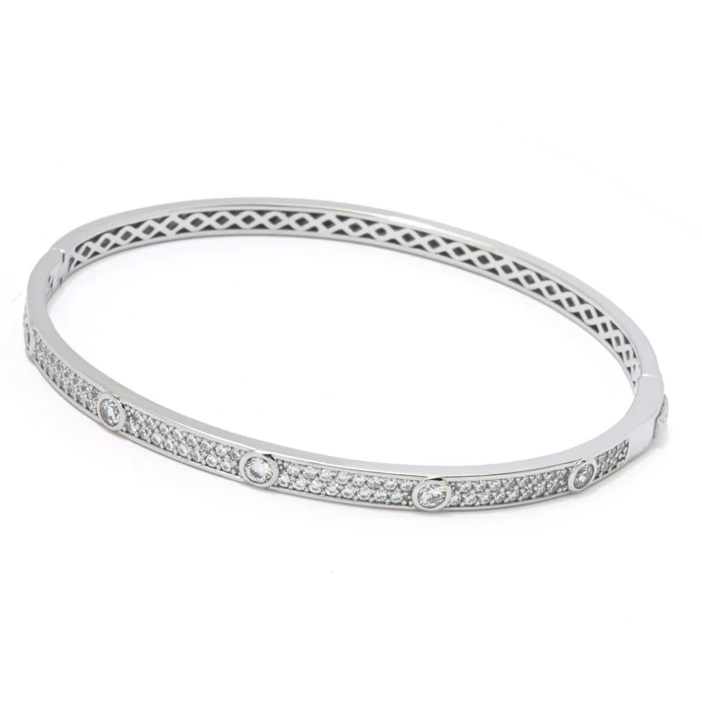 Brilliante Choice of Plating Simulated Diamond Station Bangle Bracelet - Image 5