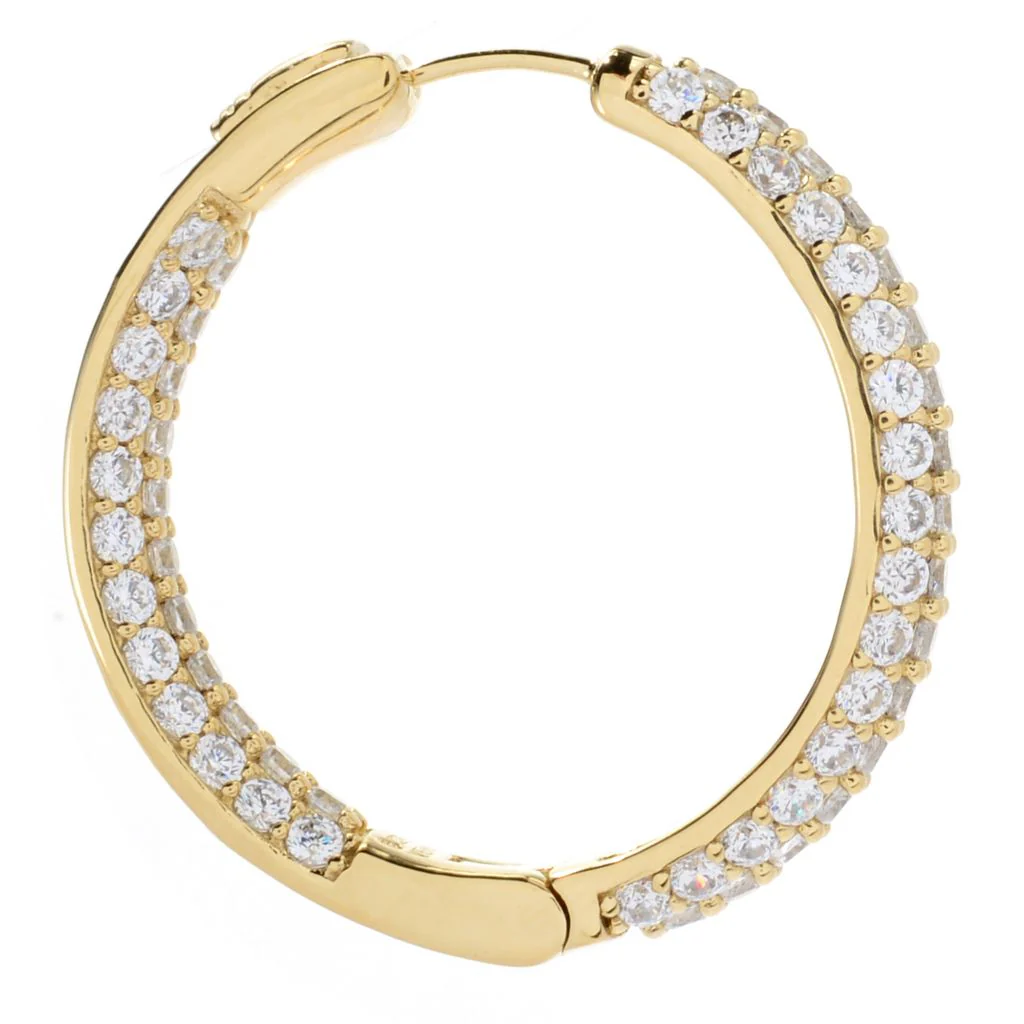 Brilliante Choice of Size Simulated Diamond Inside Out Hoop Earrings - Image 2