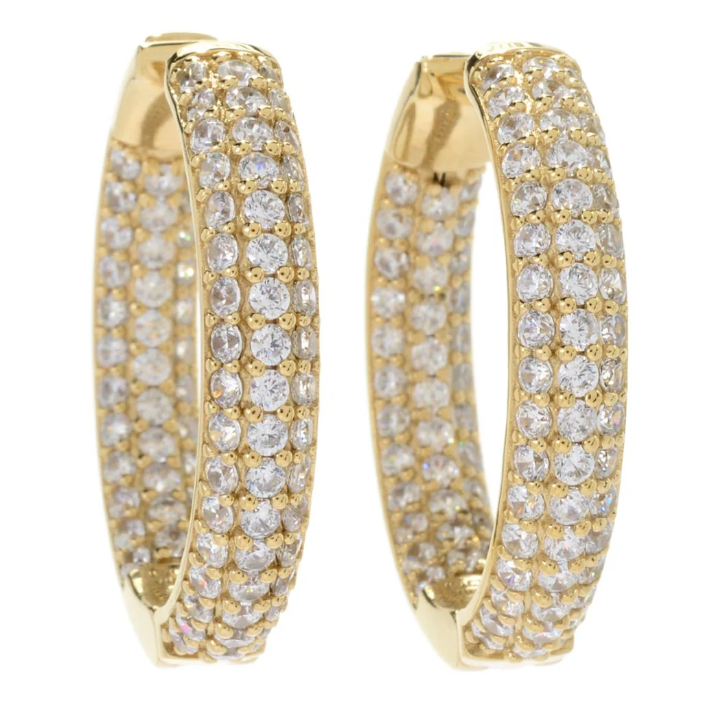 Brilliante Choice of Size Simulated Diamond Inside Out Hoop Earrings - Image 3