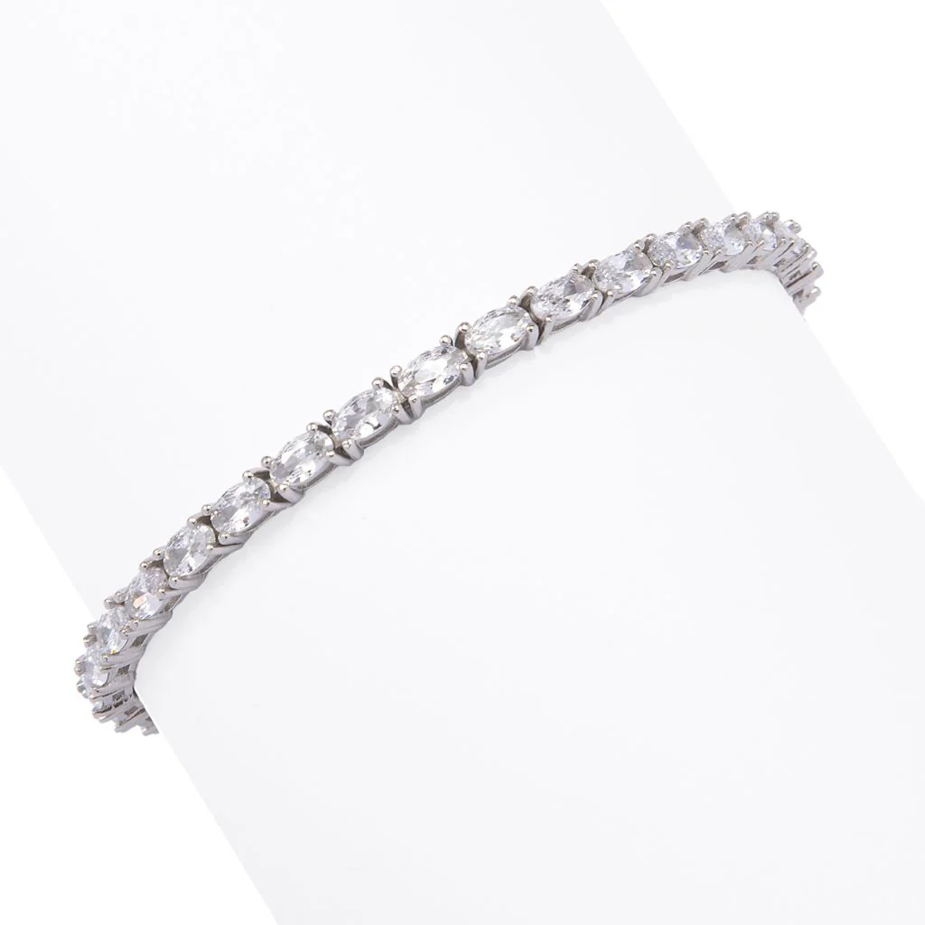 Brilliante Italia 6.00 DEW Oval Simulated Diamond Tennis Bracelet - Image 3