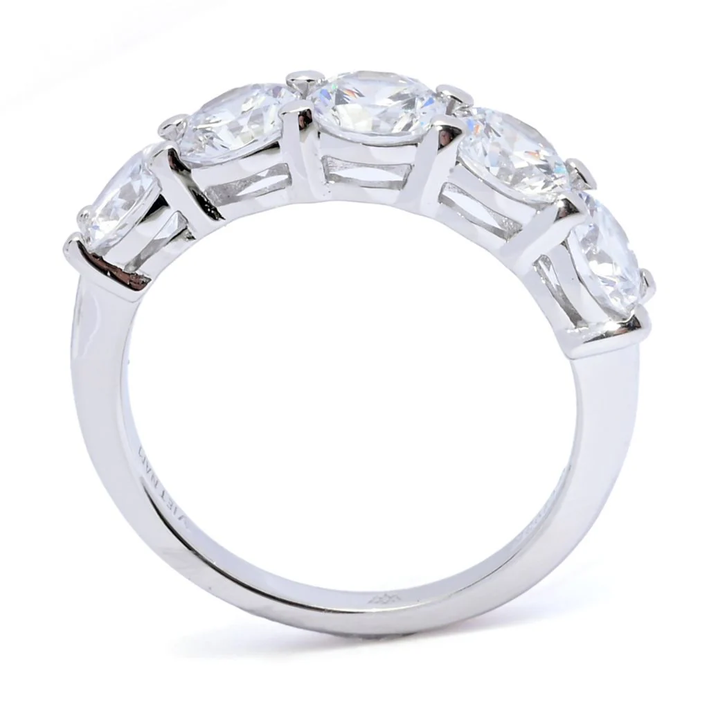 Brilliante Platinum Plated 0.75 DEW Simulated Diamond 5-Stone Ring - Image 2