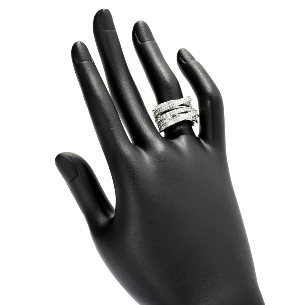 Brilliante Platinum Plated 2.28 DEW Simulated Diamond 5-Row Highway Ring - Image 2