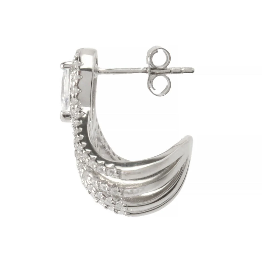 Brilliante Platinum Plated 3.03 DEW Simulated Diamond Ear Cuff Drop Earrings - Image 2