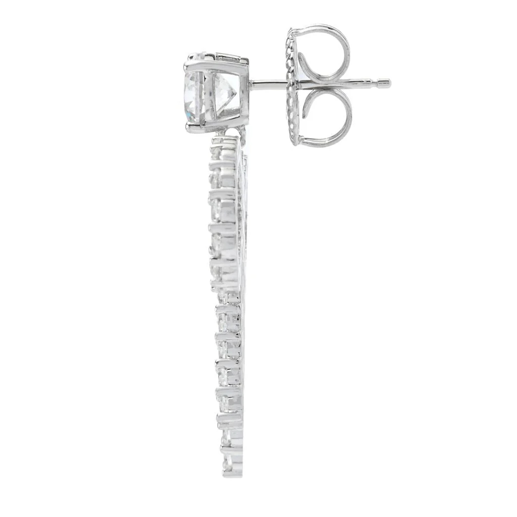 Brilliante Platinum Plated 4.94 DEW Simulated Diamond Bow Drop Earrings - Image 2