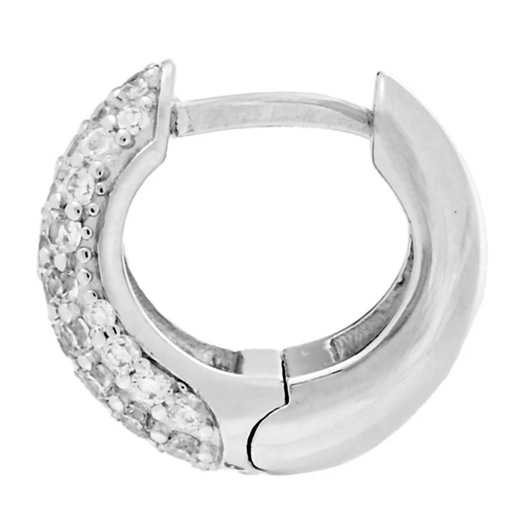 Brilliante Platinum Plated Simulated Diamond Teardrop Huggie Earrings - Image 2