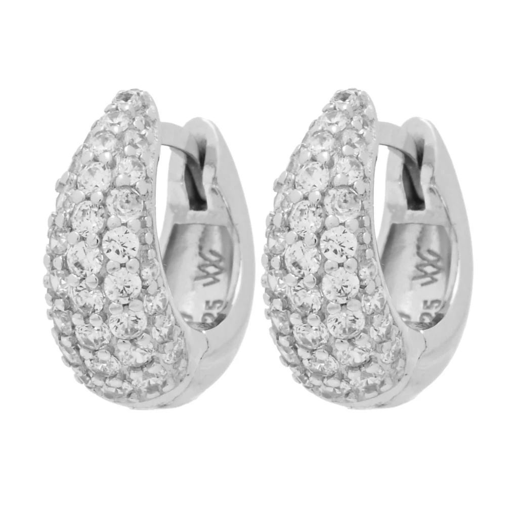 Brilliante Platinum Plated Simulated Diamond Teardrop Huggie Earrings - Image 3