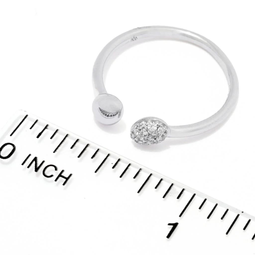 Brilliante Platinum Plated Simulated Pave Diamond Open Band Ring - Image 2
