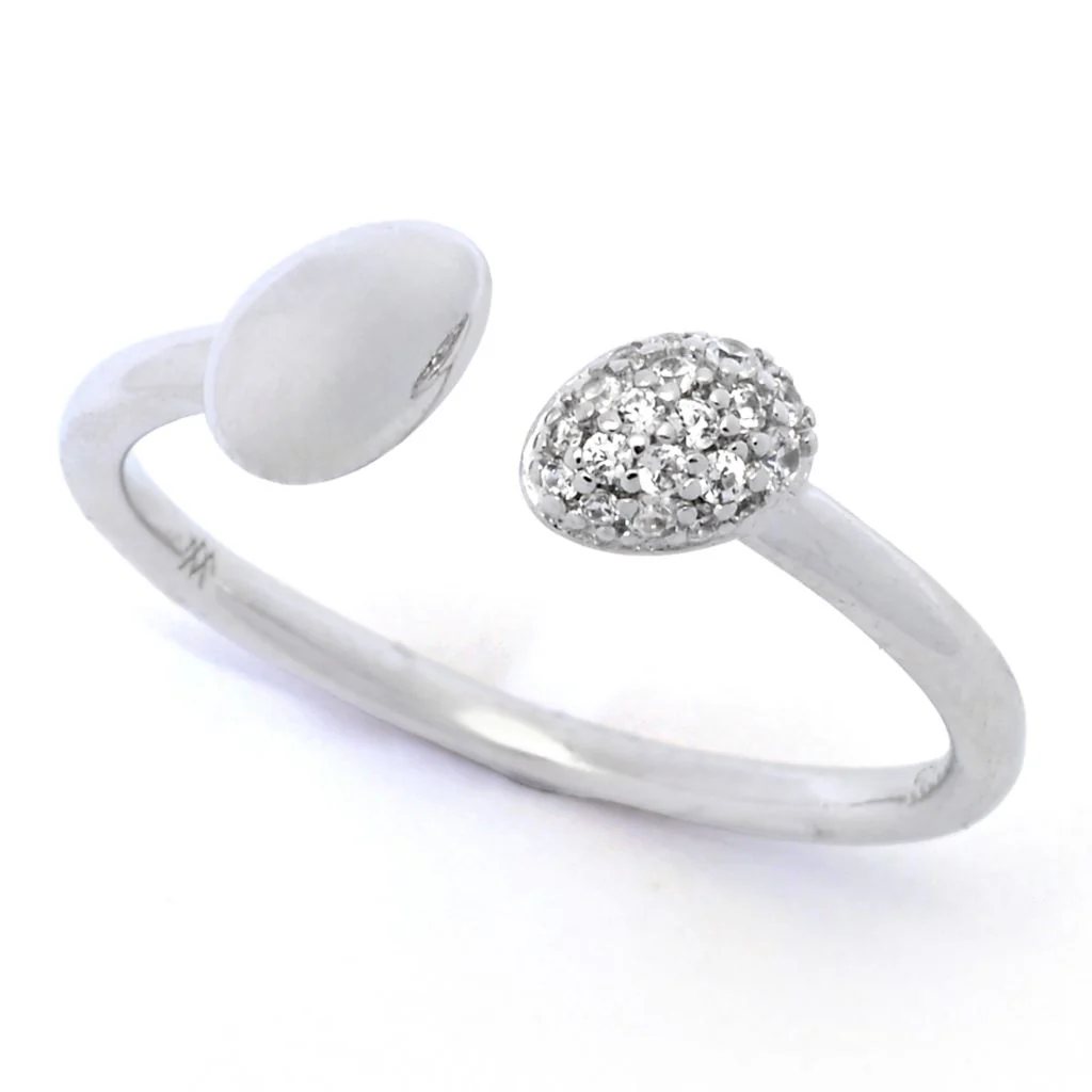 Brilliante Platinum Plated Simulated Pave Diamond Open Band Ring - Image 7