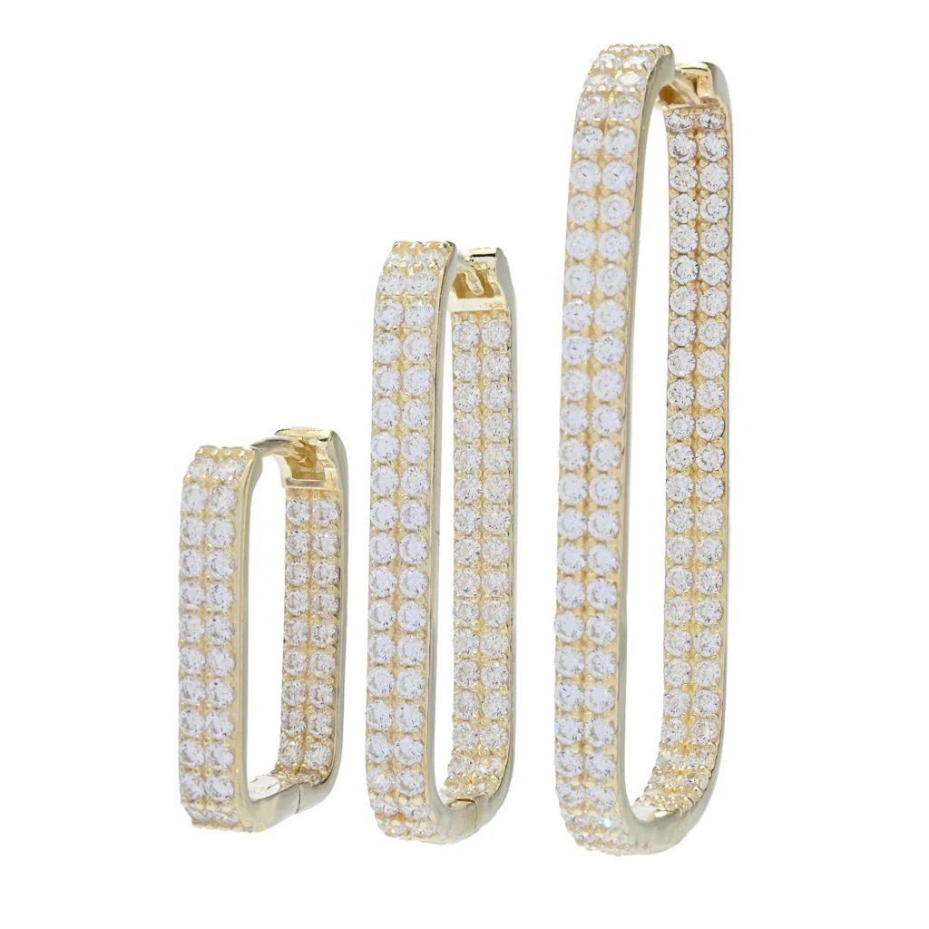 Brilliante Simulated Diamond Choice of Size Paperclip Hoop Earrings - Image 2